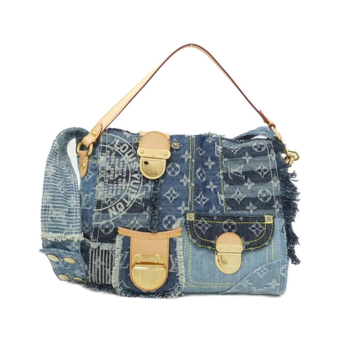 Louis Vuitton Monogram Denim Patchwork Posty M95374 Shoulder Bag: --- Catalog ---Category: SizeSize (HxWxD): 20cm x 26cm x 8cm / 7.87'' x 10.23'' x 3.14''Category: DesignType: Shoulder bagColor: BlueGender: WomenMaterial: Denim Hardware Color: GoldCategory: GeneralM