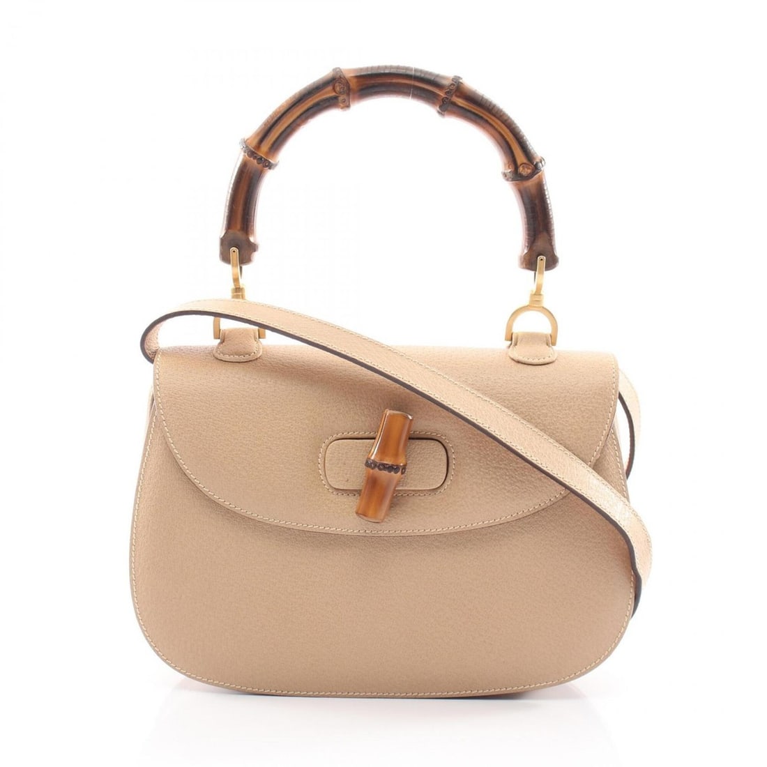 Gucci Old Bamboo 2-Way Handbag, Leather, Women's, Beige, 000.01.0633: --- Catalog ---Category: SizeSize (HxWxD): 18cm x 26.5cm x 7.5cm / 7.08'' x 10.43'' x 2.95''Category: DesignType: HandbagColor: BeigeGender: WomenMaterial: Leather Category: GeneralBrand: Gucci--- Ite