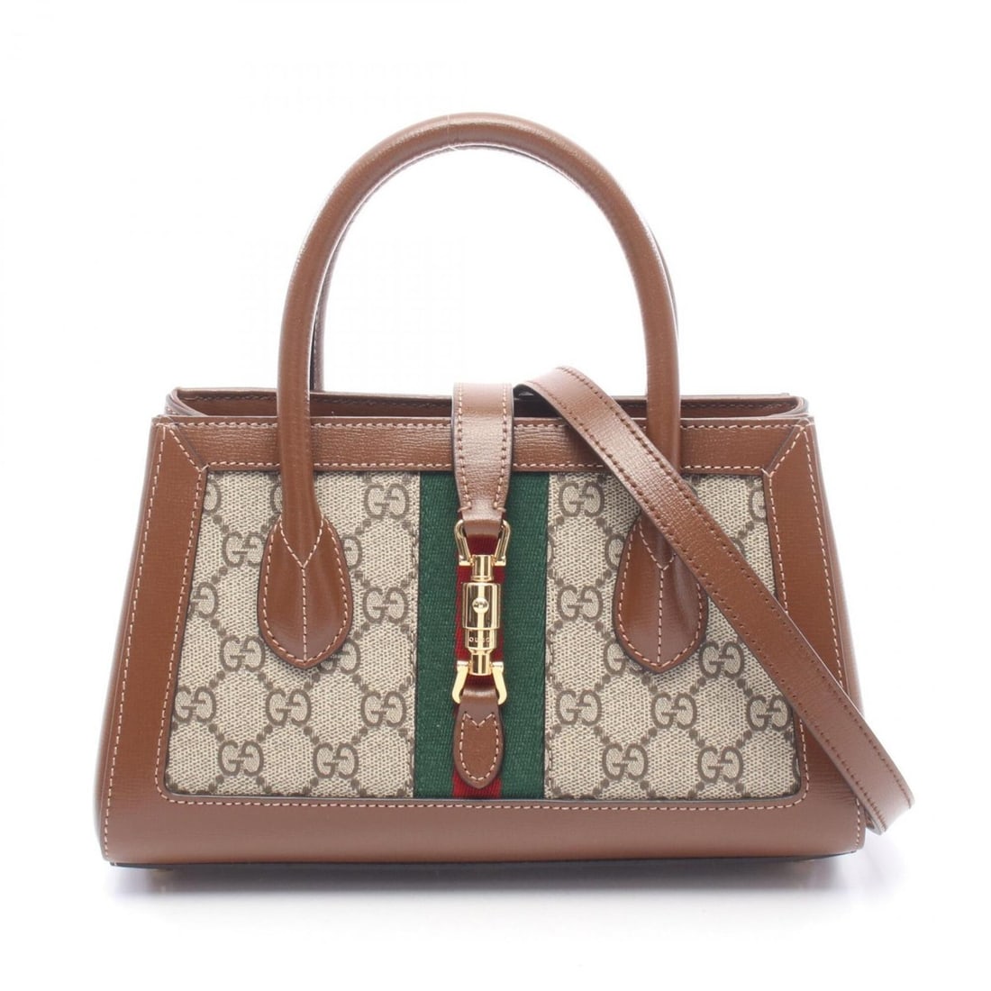Gucci Jackie 1961 Small 2-Way Handbag, Coated Canvas Leather, Women's, Beige/Brown/Multicolor,: --- Catalog ---Category: SizeSize (HxWxD): 14.5cm x 24cm x 10cm / 5.7'' x 9.44'' x 3.93''Category: DesignType: HandbagColor: Beige, Brown, Multi-colorGender: WomenMaterial: PVC , Coated canvas , Leath