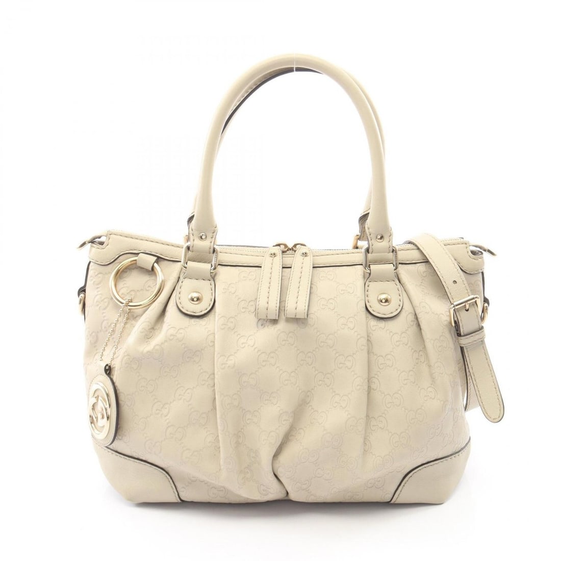 Gucci Sukey 2-Way Handbag, Leather, Women's, Ivory, 247902: --- Catalog ---Category: SizeSize (HxWxD): 23cm x 29cm x 13cm / 9.05'' x 11.41'' x 5.11''Category: DesignType: HandbagColor: IvoryGender: WomenMaterial: Leather Category: GeneralBrand: Gucci--- Item L