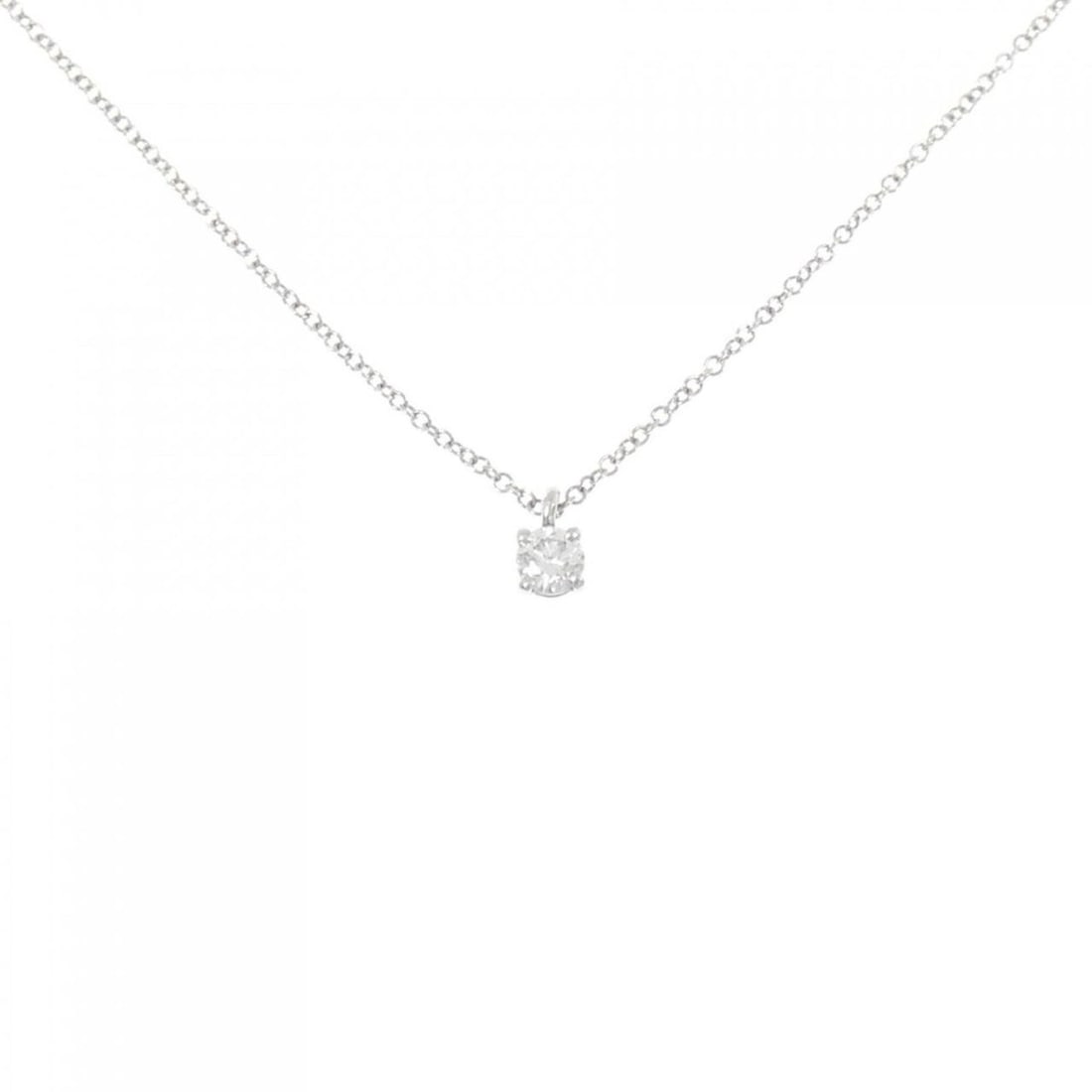 Tiffany Solitaire Necklace: --- Catalog ---Category: SizeWidth: 1.1mm / 0.04''Weight: 2.1g / 0.07oz.Pendant Size: 3.5mm x 3.5mm / 0.13'' x 0.13''Neck Circumference: 41 cm / 16.14''Category: DesignStone: DiamondMaterial: Platinum