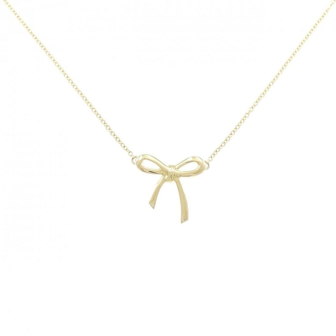 Tiffany Bow Mini Necklace: --- Catalog ---Category: SizeWidth: 1mm / 0.04''Weight: 2.6g / 0.09oz.Pendant Size: 14.4mm x 14.8mm / 0.56'' x 0.58''Neck Circumference: 41 cm / 16.14''Category: DesignGender: WomenMaterial: Yellow go