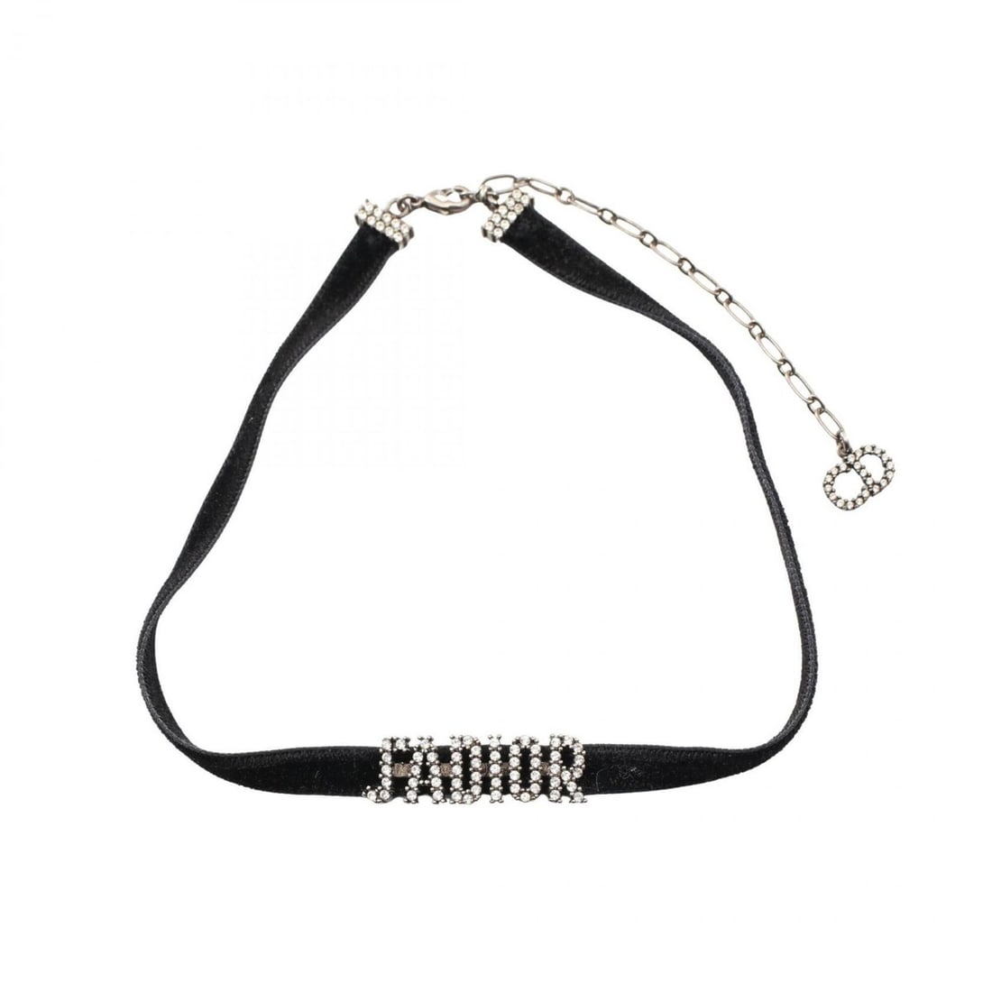 Christian Dior Dior J'ADIOR choker accessory, stainless steel, velvet, rhinestones, women's, black,: --- Catalog ---Category: SizePendant Size: 10mm x 32mm / 0.39'' x 1.25''Neck Circumference: 30 cm - 37.5 cm / 11.81'' - 14.76''Category: DesignColor: Black, Clear, SilverGender: WomenMaterial: Leather
