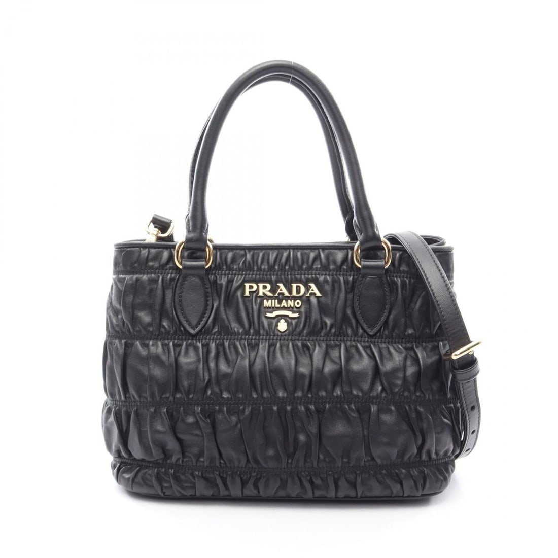 Prada TESSUTO + SOFT CA 2WAY Handbag, Leather, Women's, Black, 1BA172: --- Catalog ---Category: SizeSize (HxWxD): 19cm x 24.5cm x 14.5cm / 7.48'' x 9.64'' x 5.7''Category: DesignType: HandbagColor: BlackGender: WomenMaterial: Leather Category: GeneralMPN: 1BA172Brand: Pr