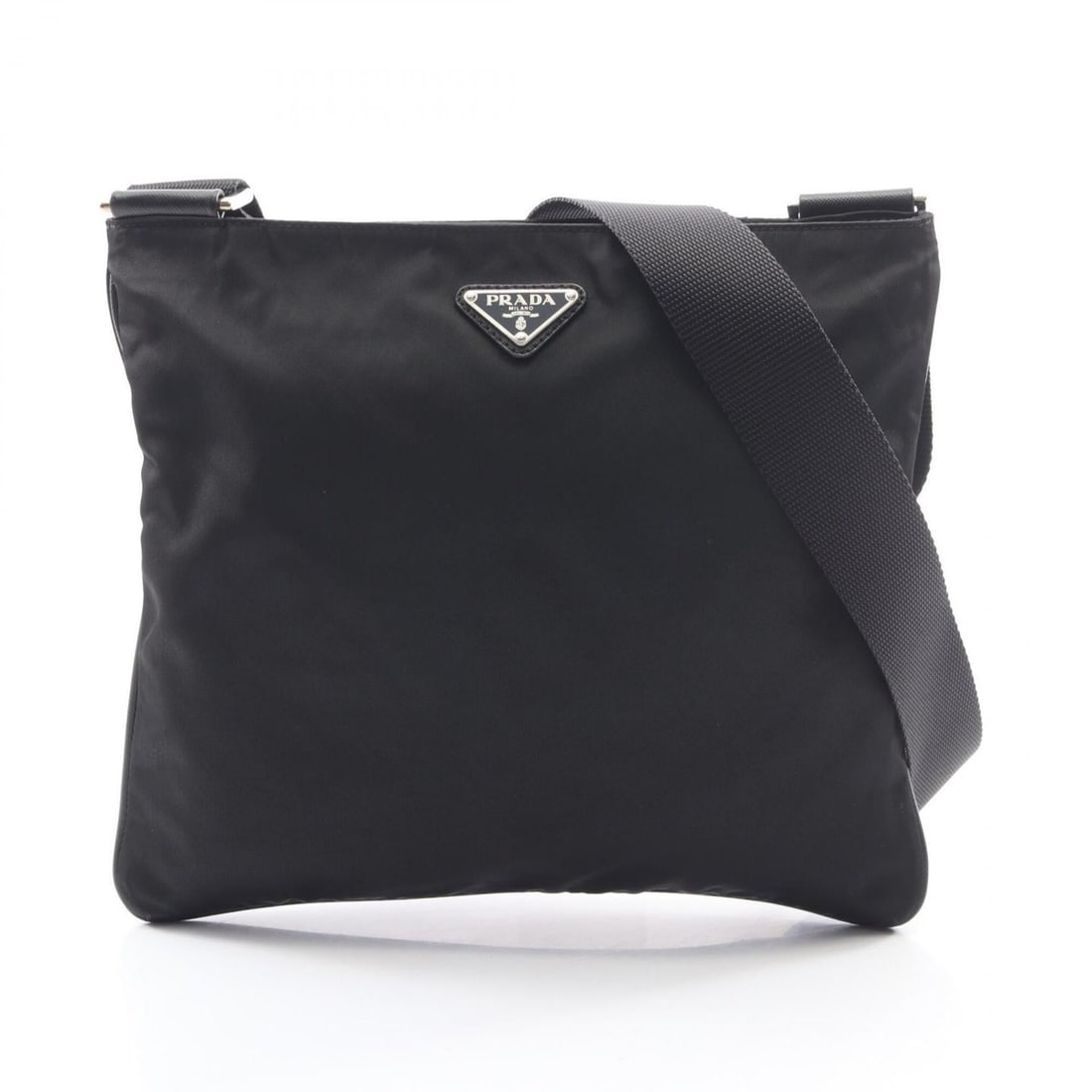Prada Triangle Logo Shoulder Bag/Handbag, Nylon & Saffiano Leather, Women's, Black (VA0053) (1 of 7)