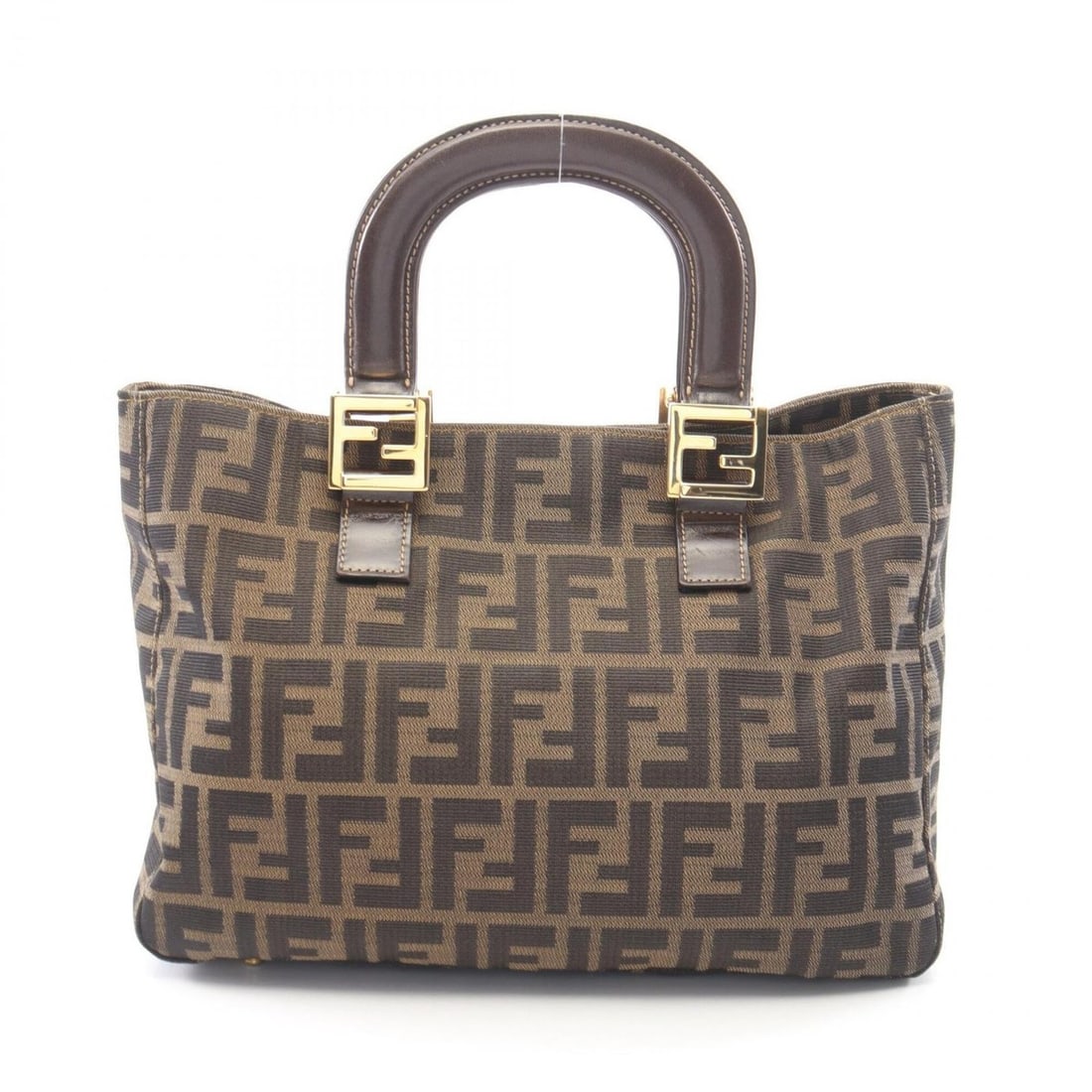Fendi Zucca Tote Bag Handbag Canvas Leather Women's Brown (1 of 10)
