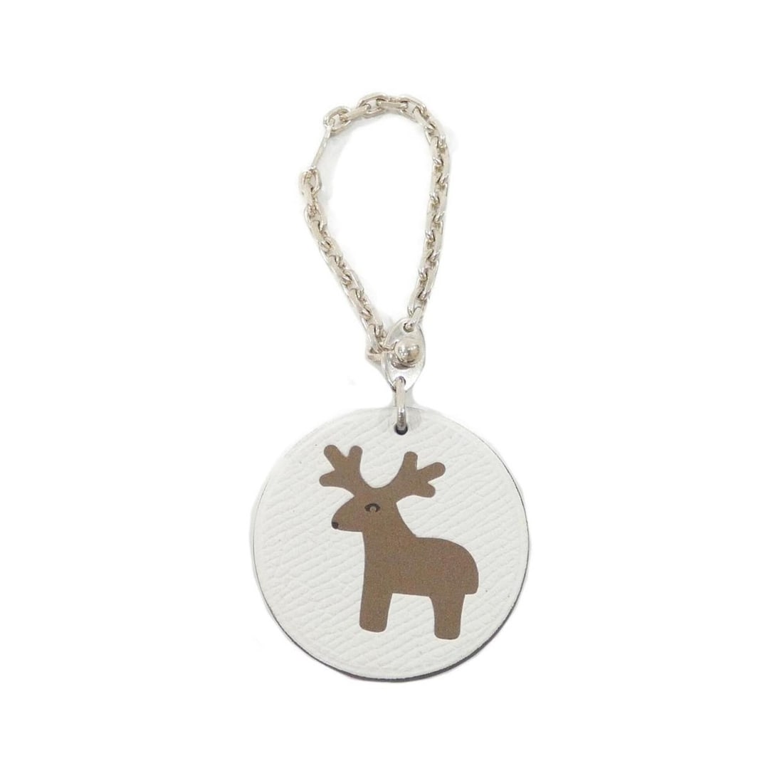 Hermes RENNE 061212CS Keychain: --- Catalog ---Category: DesignType: KeyringColor: Etoupe gray, WhiteGender: Women,MenMaterial: Epsom leatherCategory: GeneralMPN: 061212CSBrand: Hermes--- Item List ---Section: ConditionRanking: Rank