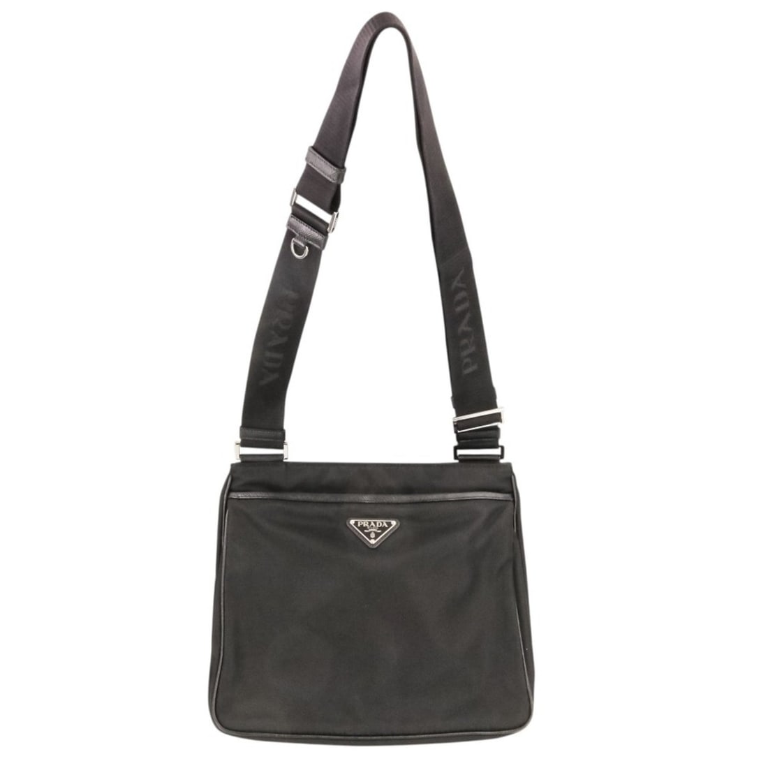 PRADA Re-Nylon Saffiano Leather Triangle Logo Plate Shoulder Bag 2VH118 Black (Men's & Women's): --- Catalog ---Category: SizeSize (HxWxD): 25cm x 27cm x 5.5cm / 9.84'' x 10.62'' x 2.16''Category: DesignType: Shoulder bagColor: BlackGender: Men,WomenMaterial: Nylon Category: GeneralMPN: 2VH118Bra