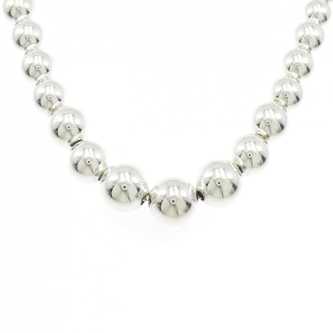 Tiffany & Co. Graduated Ball Necklace: --- Catalog ---Category: SizeWidth: 10.9mm / 0.43''Weight: 27.8g / 0.98oz.Neck Circumference: 41 cm / 16.14''Category: DesignGender: WomenMaterial: Silver 925Chain Type: Ball chainNecklace Type: Neckl