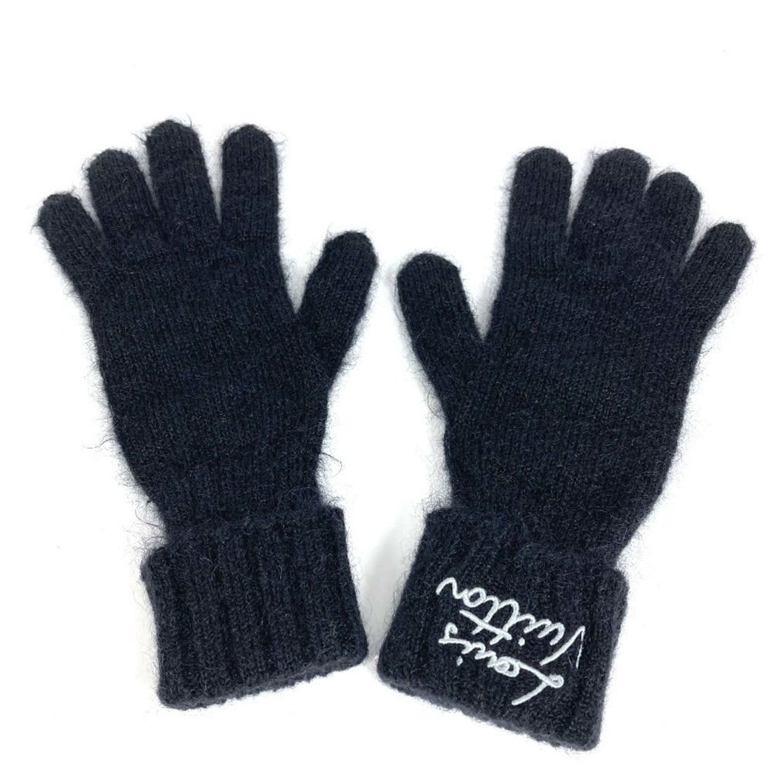 LOUIS VUITTON M97581 Gloves LV Script Accessories Nylon Women's Black Like New: --- Catalog ---Category: SizeSize: SHand Width: 7.5cm / 2.95''Total Length: 26.5cm / 10.43''Category: DesignType: Warm glovesColor: BlackGender: WomenMaterial: Nylon , Mohair Category: GeneralBrand: L