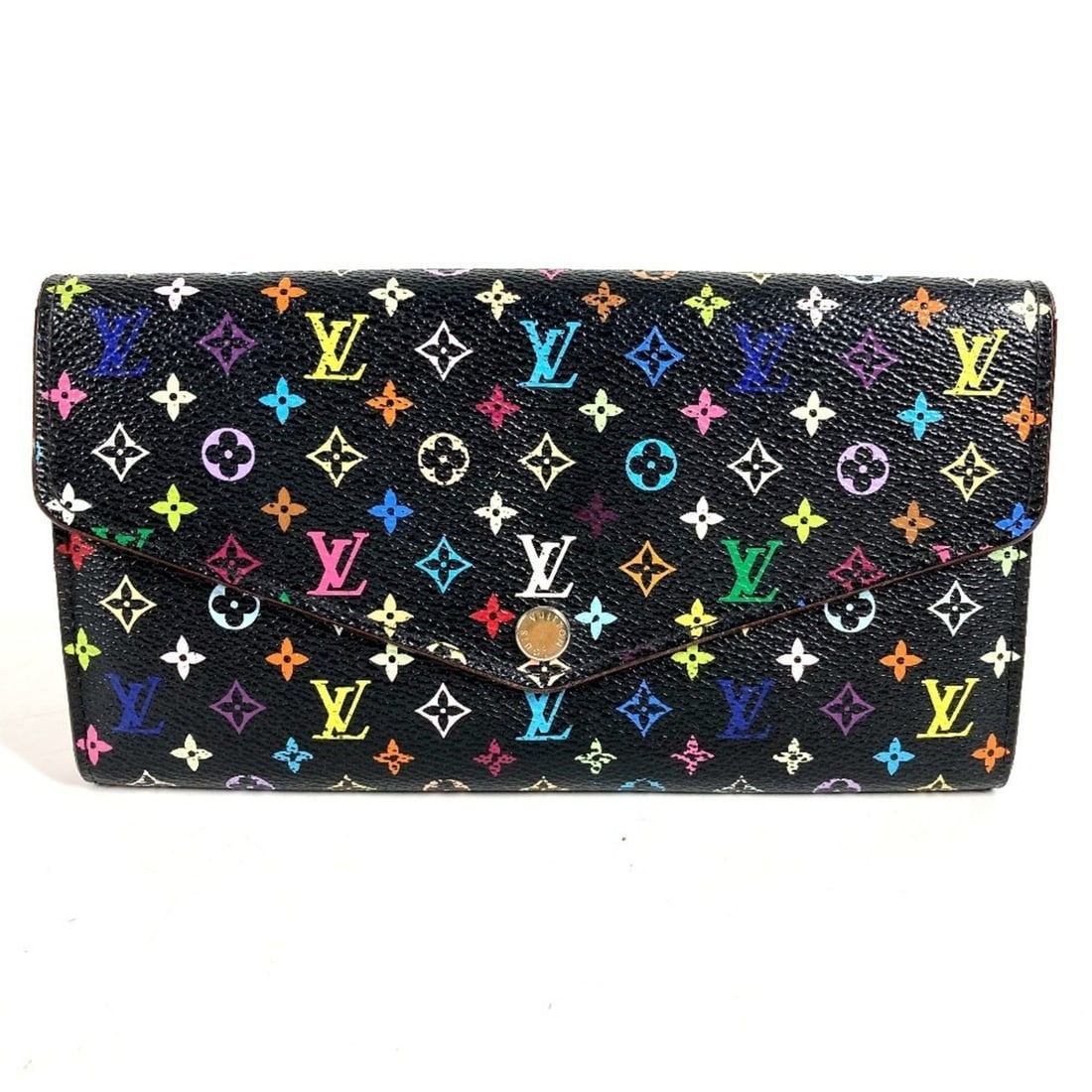 LOUIS VUITTON M93747 Monogram Multicolor Portefeuille Sarah Wallet, Flap Long Canvas, Women's, Noir: --- Catalog ---Category: SizeSize (HxWxD): 10.5cm x 19cm / 4.13'' x 7.48''Category: DesignType: Long wallet (bi-fold)Color: Black, NoirGender: MenMaterial: Monogram Multicolore , Canvas Category: Gene