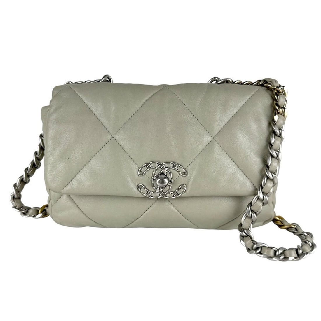 Chanel CHANEL Shoulder Bag Leather Gray Women's z10131: --- Catalog ---Category: SizeSize (HxWxD): 17cm x 25cm x 8cm / 6.69'' x 9.84'' x 3.14''Category: DesignType: Shoulder bagColor: GrayGender: WomenMaterial: Leather Category: GeneralBrand: ChanelCountry