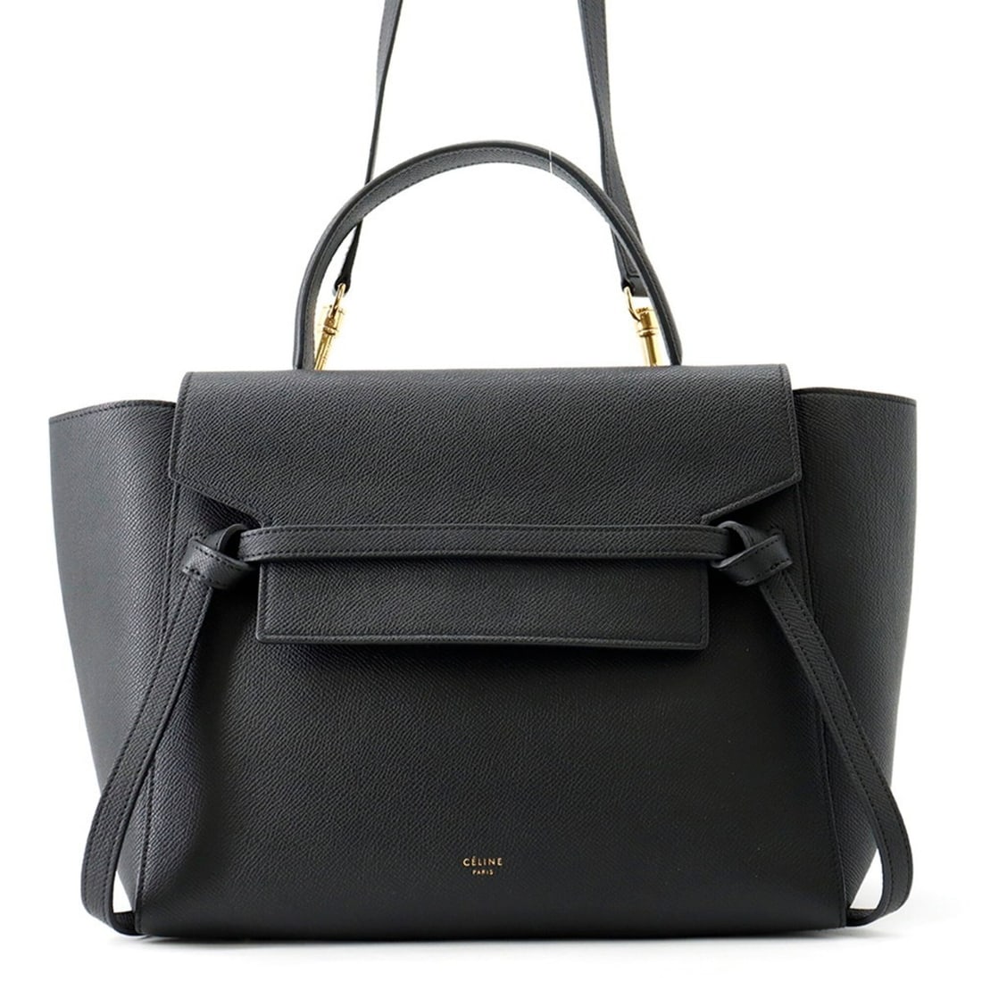 Celine handbag, belt bag, mini, 176103, CELINE 2-way, black,: --- Catalog ---Category: SizeSize (HxWxD): 23cm x 27.5cm x 16cm / 9.05'' x 10.82'' x 6.29''Category: DesignType: HandbagColor: BlackGender: WomenMaterial: Leather Hardware Color: GoldCategory: General
