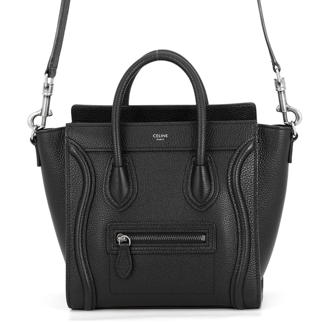 Celine handbag, Luggage Nano Shopper, leather, 189243, CELINE 2-way shoulder bag, black. (1 of 16)