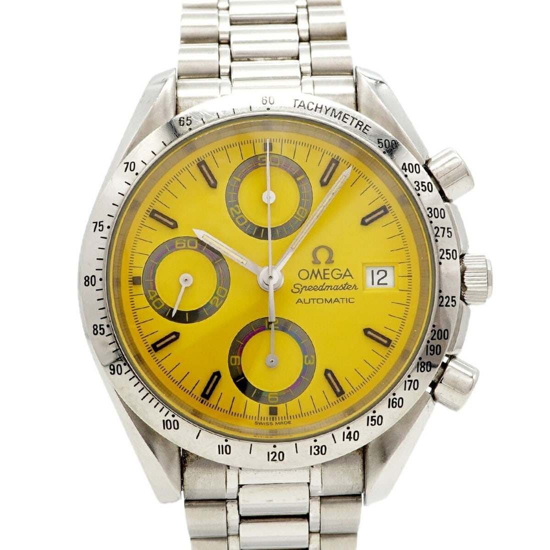 Omega Speedmaster Michael Schumacher 3511.12 Yellow Dial Men's Watch: --- Catalog ---Category: SizeWrist Size: 16.5cm / 6.49''Case Diameter: 39mm / 1.54''Category: DesignType: WristwatchGender: MenColor (Dial): YellowMaterial (Band): Stainless steelCategory: GeneralMPN: