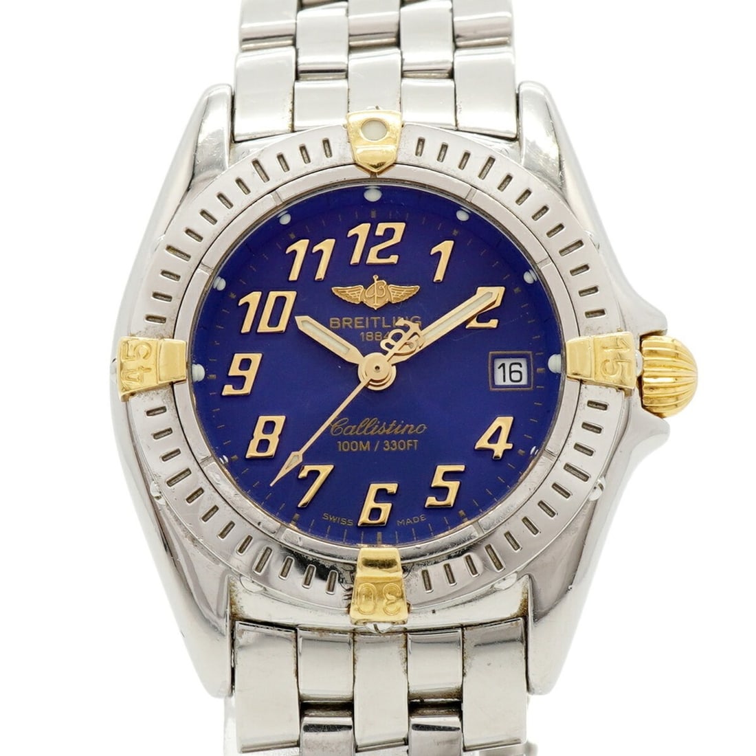 Breitling Caristino Bigolo B52345 Blue Dial Women's Watch: --- Catalog ---Category: SizeWrist Size: 16cm / 6.29''Case Diameter: 26.5mm / 1.04''Category: DesignType: WristwatchGender: WomenColor (Dial): BlueMaterial (Band): Stainless steelCategory: GeneralMPN: