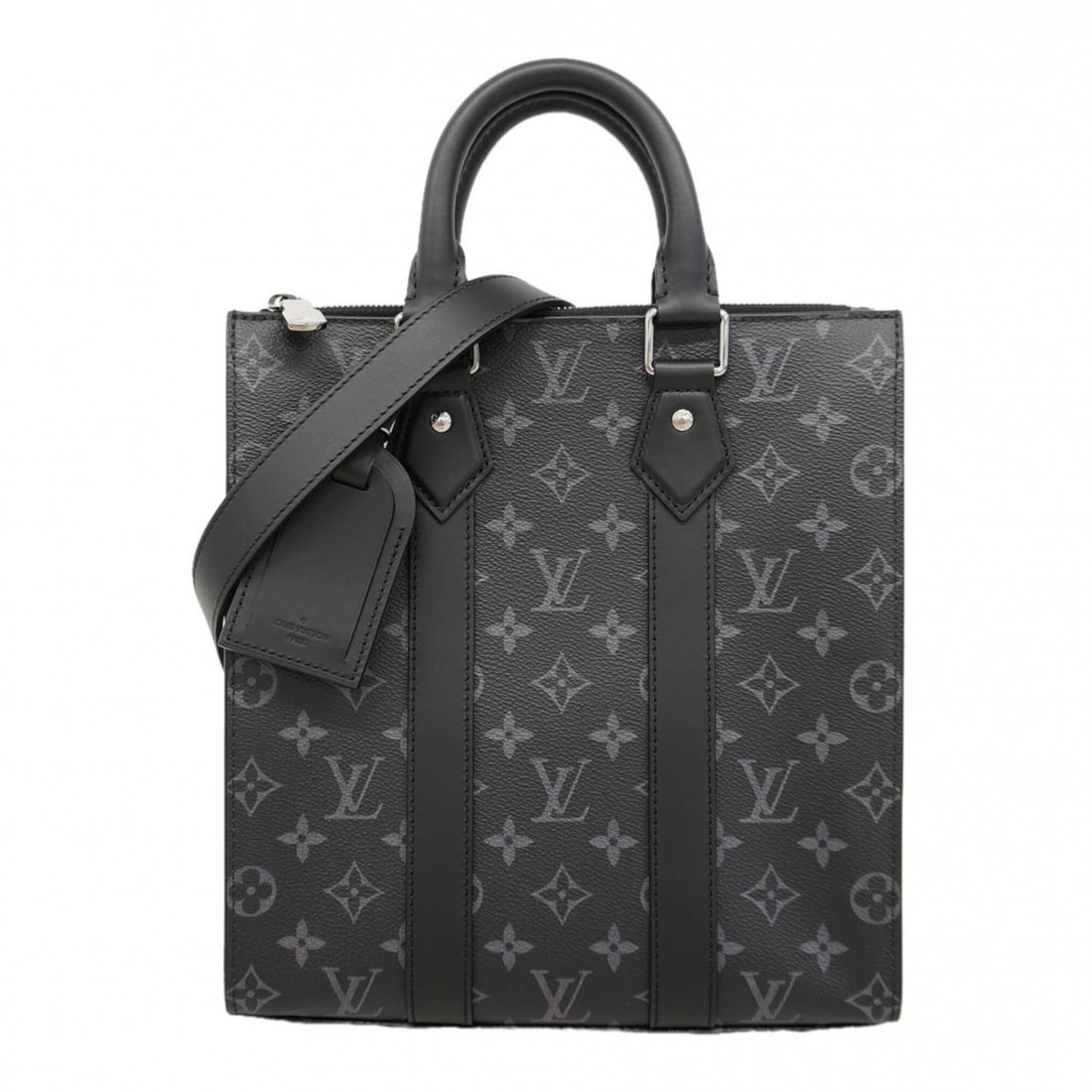 Louis Vuitton Monogram Eclipse Sac Placloth Tote Bag M46456 Black 2-way bag for men: --- Catalog ---Category: SizeSize (HxWxD): 28cm x 26cm x 6.5cm / 11.02'' x 10.23'' x 2.55''Category: DesignType: Tote bagColor: BlackGender: MenCategory: GeneralMPN: M46456Brand: Louis Vuitton--- Item
