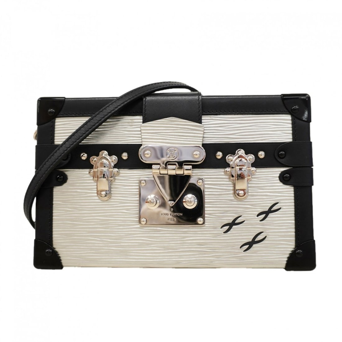 Louis Vuitton Epi Petite Malle Shoulder Bag M55309 Silver Black Women's: --- Catalog ---Category: SizeSize (HxWxD): 12.5cm x 20cm x 5.5cm / 4.92'' x 7.87'' x 2.16''Category: DesignType: Shoulder bagColor: Black, SilverGender: WomenCategory: GeneralMPN: M55309Brand: Louis V