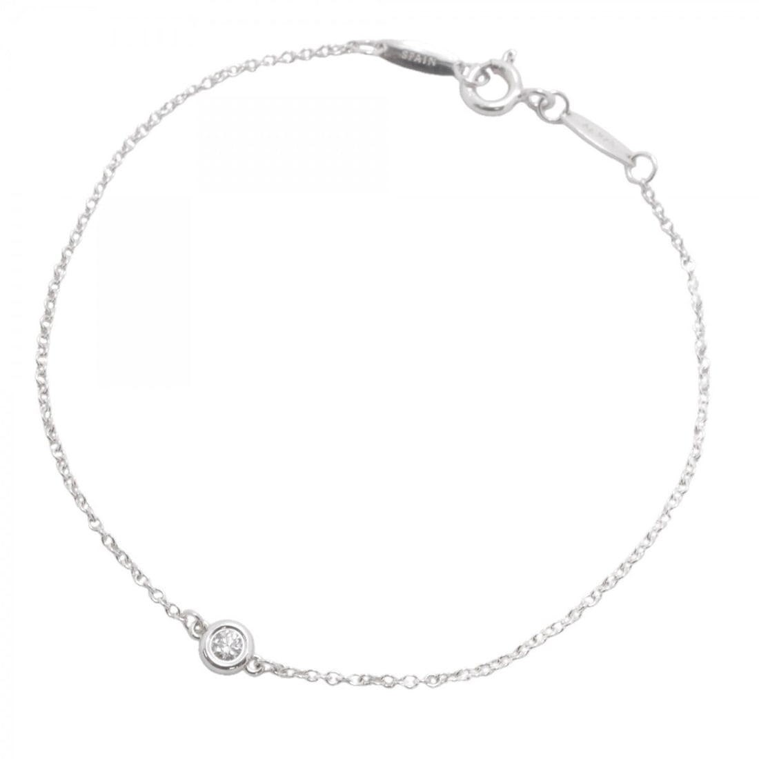 Tiffany & Co. By the Yard Bracelet, 1PD (One Diamond), Sterling Silver 925, Women's: --- Catalog ---Category: SizeLength: 18cm / 7.08''Category: DesignType: Charm braceletStone: DiamondGender: WomenMaterial: Silver 925Category: GeneralBrand: Tiffany--- Item List ---Section: ConditionR