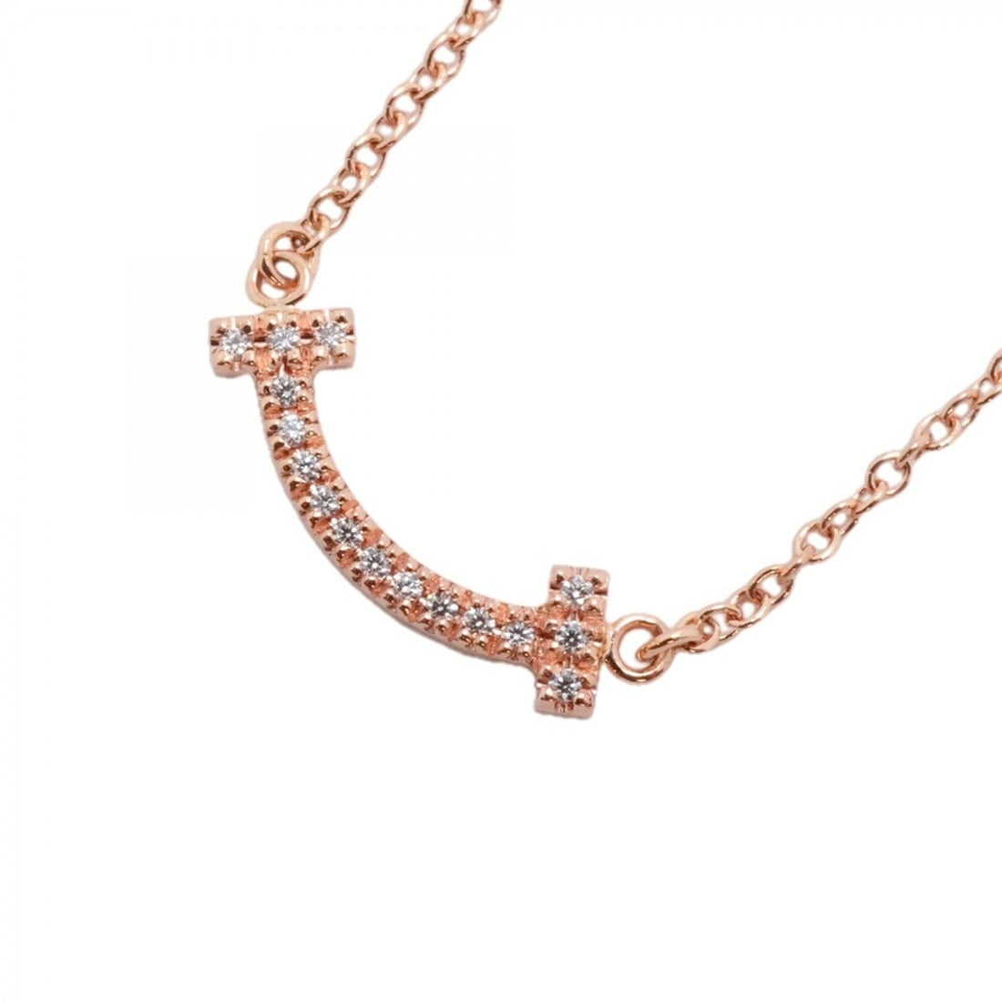 Tiffany & Co. T Smile Mini Necklace, 18K Pink Gold, Diamond, Women's: --- Catalog ---Category: SizePendant Size: 4.9mm x 13.6mm / 0.19'' x 0.53''Neck Circumference: 43 cm - 47.5 cm / 16.92'' - 18.7''Category: DesignStone: DiamondGender: WomenMaterial: Pink gold (18K)Nec