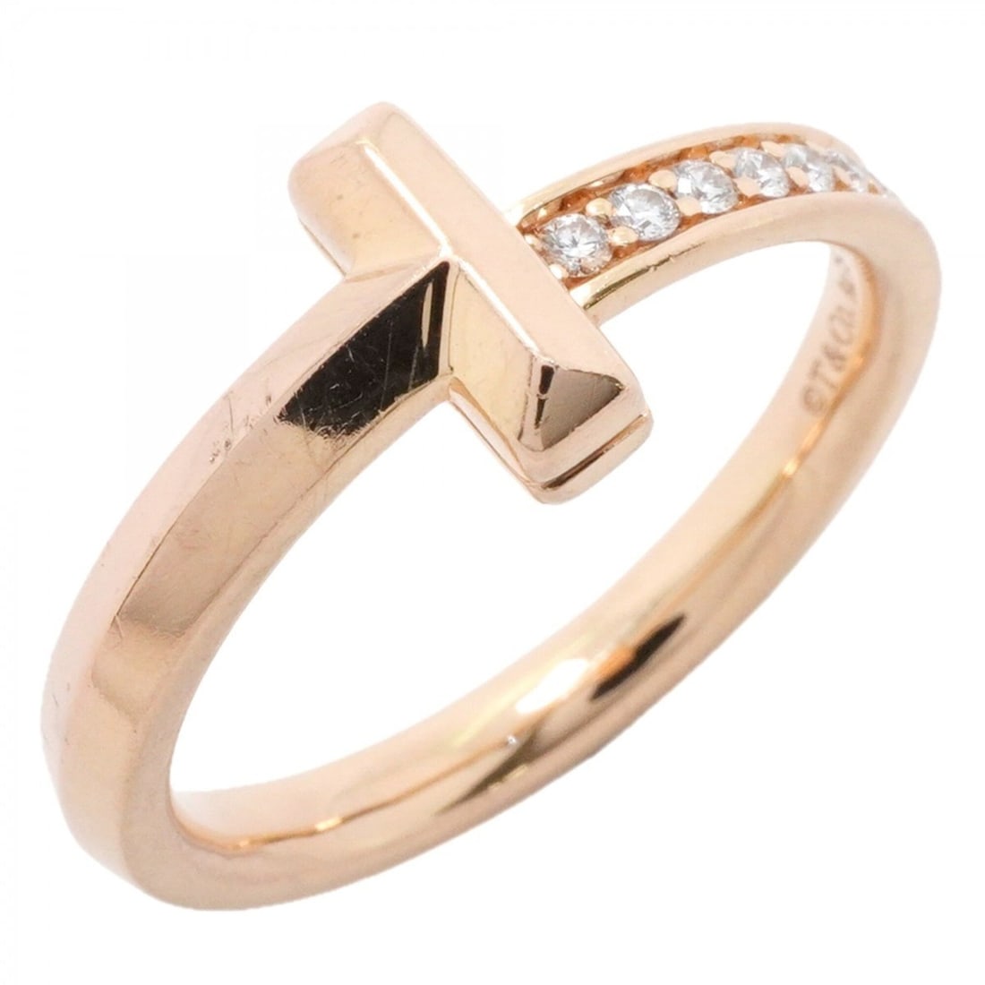 Tiffany & Co. T One Ring, 18K Pink Gold, Diamond, Size 12, Women's: --- Catalog ---Category: SizeJP Size: 12US Size: 6.5Category: DesignType: Band ringStone: DiamondGender: WomenMaterial: Pink gold (18K)Category: GeneralBrand: Tiffany--- Item List ---Section: Conditio