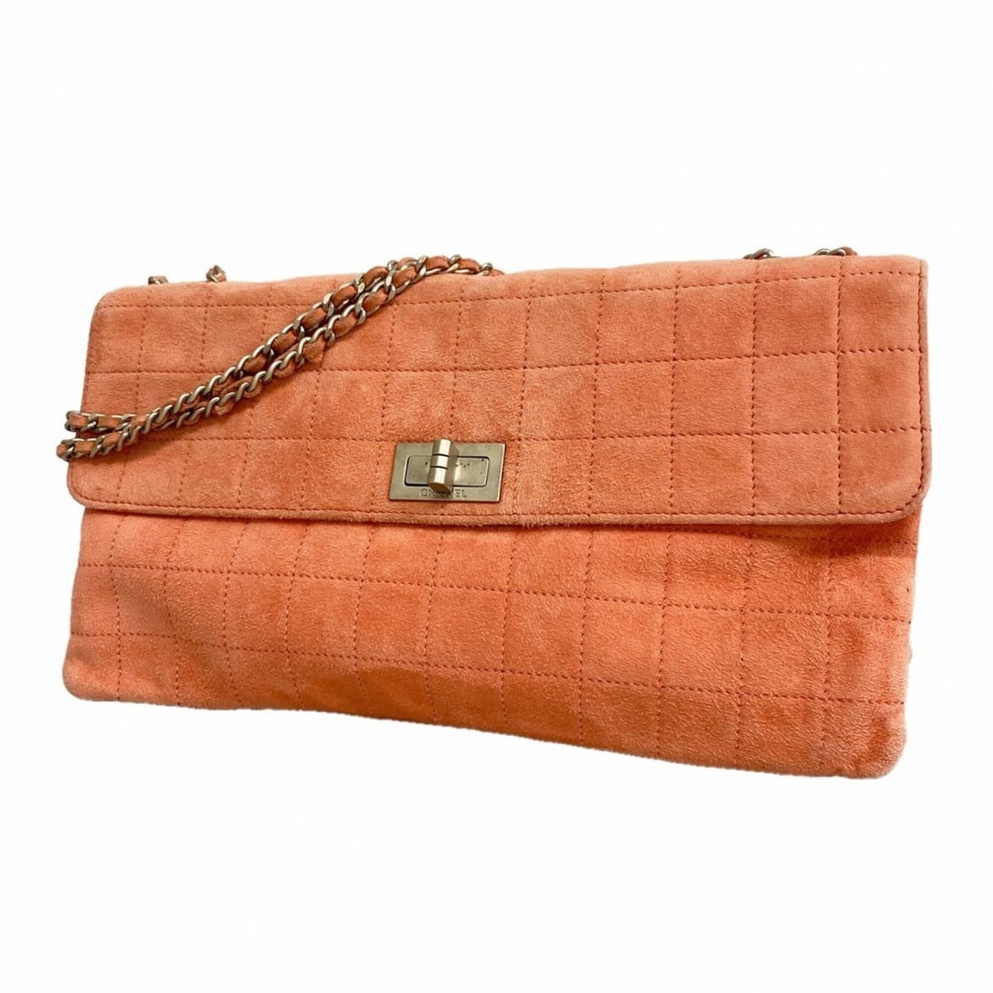 Chanel Shoulder Bag, Chocolate Bar Design, Double Chain, Suede, Pink, Women's, P3046393: --- Catalog ---Category: SizeSize (HxWxD): 15.5cm x 29cm x 2cm / 6.1'' x 11.41'' x 0.78''Category: DesignType: Shoulder bagColor: PinkGender: WomenMaterial: Suede Hardware Color: SilverCategory: Gener