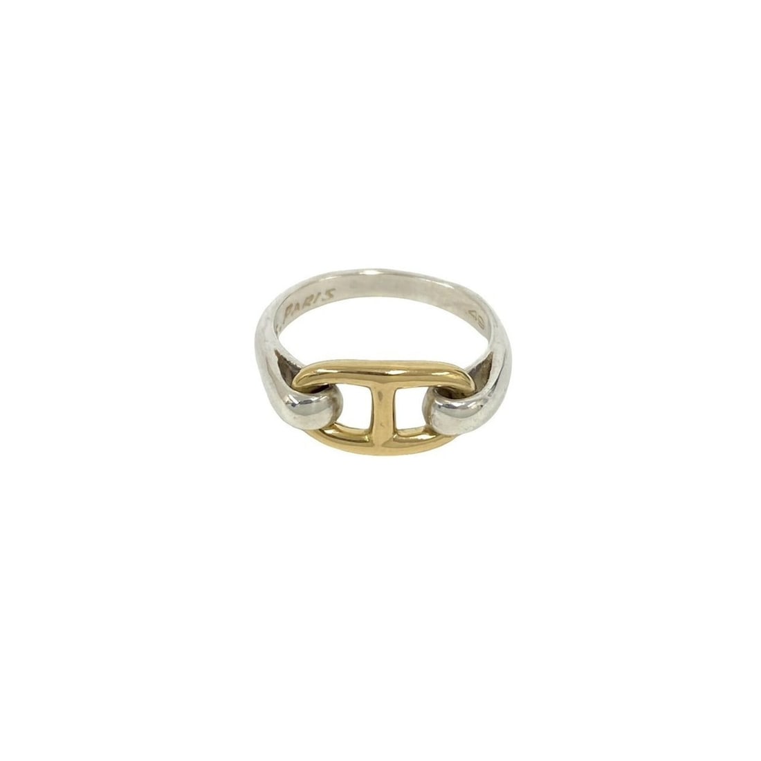 HERMES Chaine d'Ancre Ring, Sterling Silver 925, 18K Yellow Gold, Accessory, Silver, 38911: --- Catalog ---Category: SizeJP Size: 8US Size: 4.5Category: DesignType: Band ringColor: Gold, SilverGender: WomenMaterial: Silver 925, Yellow gold (18K)Category: GeneralBrand: Hermes--- Item List ---