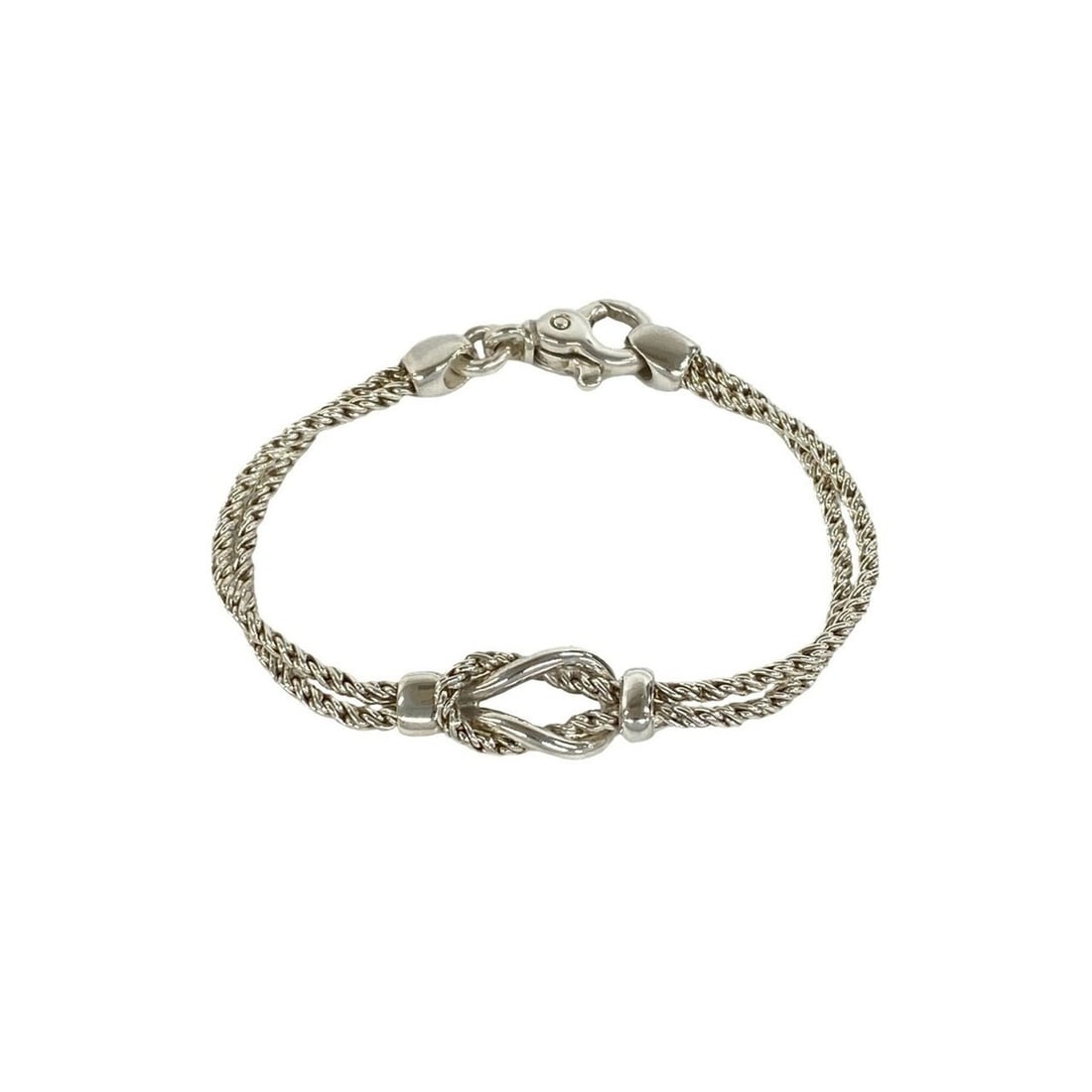 TIFFANY&Co. Tiffany Center Knot Double Rope Bracelet, Sterling Silver 925, Accessory, Silver, Item: --- Catalog ---Category: SizeLength: 19.2cm / 7.55''Category: DesignType: Charm braceletColor: SilverGender: WomenMaterial: Silver 925Category: GeneralBrand: Tiffany--- Item List ---Section: Condition