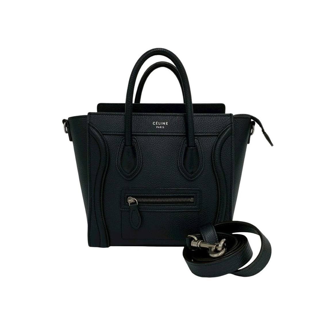 CELINE Luggage Nano Shopper Leather 2-way Handbag Mini Tote Bag Shoulder Black 19477 (1 of 10)