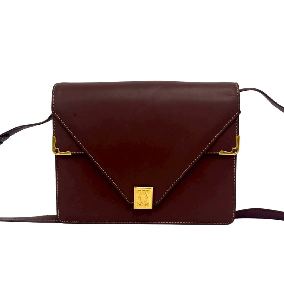 CARTIER Vintage Must Line Logo Hardware Leather Shoulder Bag Sacoche Pouch Bordeaux 90703: --- Catalog ---Category: SizeSize (HxWxD): 19cm x 24cm x 4cm / 7.48'' x 9.44'' x 1.57''Category: DesignType: Pochette, Shoulder bagColor: Wine redGender: WomenMaterial: Leather Category: GeneralBrand: