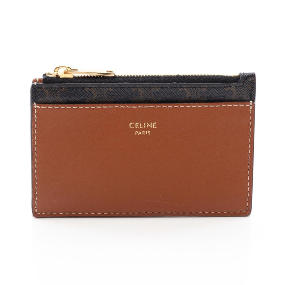 Celine Triomphe Business Card Holder/Card Case, Leather, Women's, Brown/Black, 10F992BZ9.04LU: --- Catalog ---Category: DesignType: Card caseColor: Black, BrownGender: WomenMaterial: Leather , PVC Category: GeneralMPN: 10F992BZ9.04LUBrand: CelineCategory: Physical PropertiesSize (HxWxD): 7.5cm 