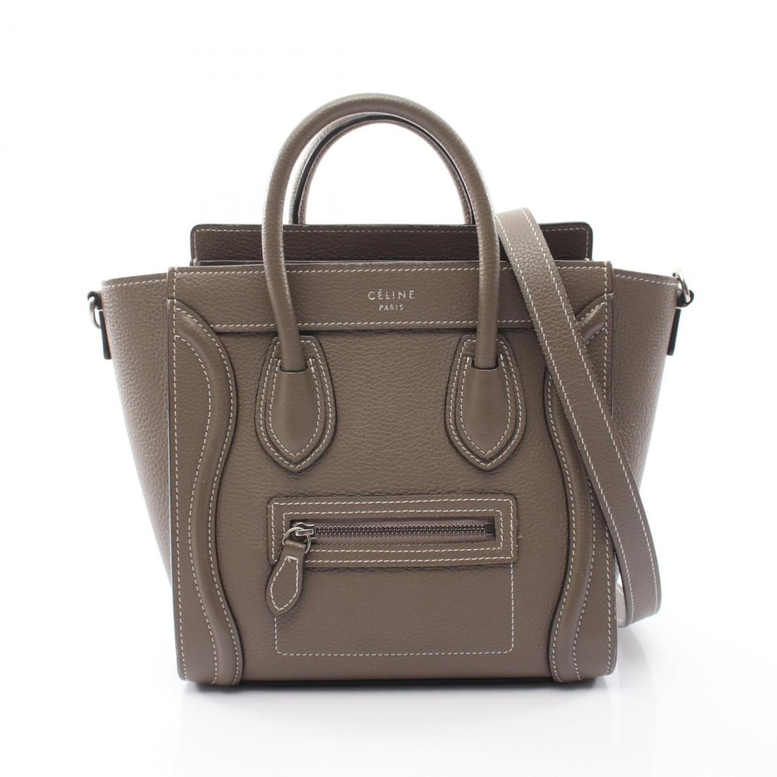 Celine Luggage Nano Shopper 2-Way Handbag, Leather, Women's, Gray: --- Catalog ---Category: SizeSize (HxWxD): 20cm x 20cm x 9cm / 7.87'' x 7.87'' x 3.54''Category: DesignType: HandbagColor: GrayGender: WomenMaterial: Leather Category: GeneralBrand: Celine--- Item Lis