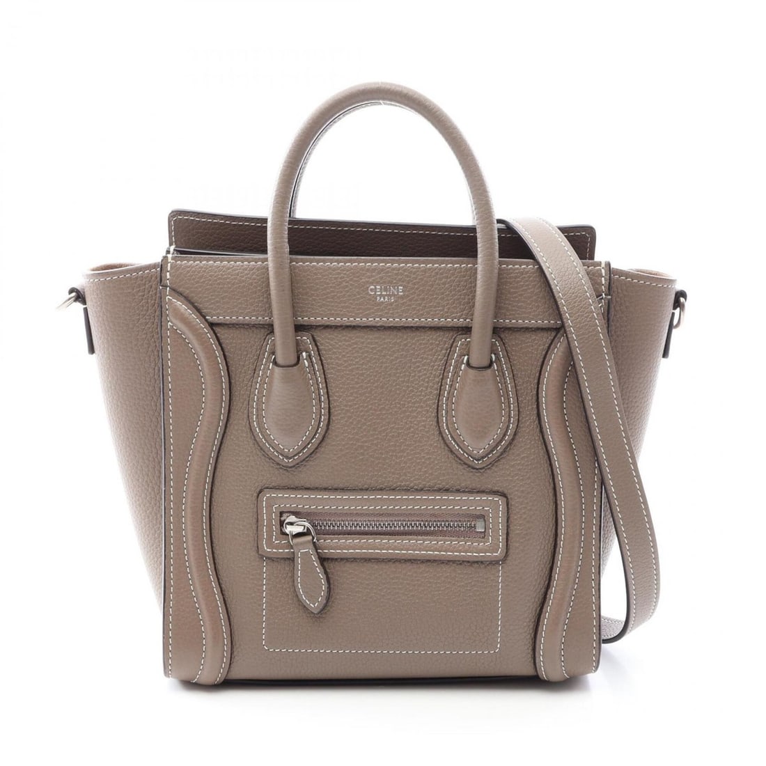 Celine Luggage Nano Shopper 2-Way Handbag, Leather, Women's, Gray: --- Catalog ---Category: SizeSize (HxWxD): 20cm x 20cm x 9cm / 7.87'' x 7.87'' x 3.54''Category: DesignType: HandbagColor: GrayGender: WomenMaterial: Leather Category: GeneralBrand: Celine--- Item Lis