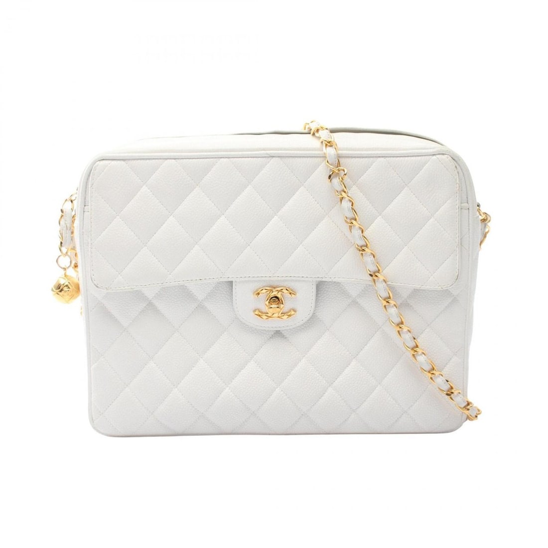 Chanel Matelassé Coco Ball Shoulder Bag/Handbag, Caviar Leather (Grained Calfskin), Women's, White: --- Catalog ---Category: SizeSize (HxWxD): 21cm x 27cm x 7cm / 8.26'' x 10.62'' x 2.75''Category: DesignType: Handbag, Shoulder bagColor: WhiteGender: WomenMaterial: Grained Calfskin Category: General