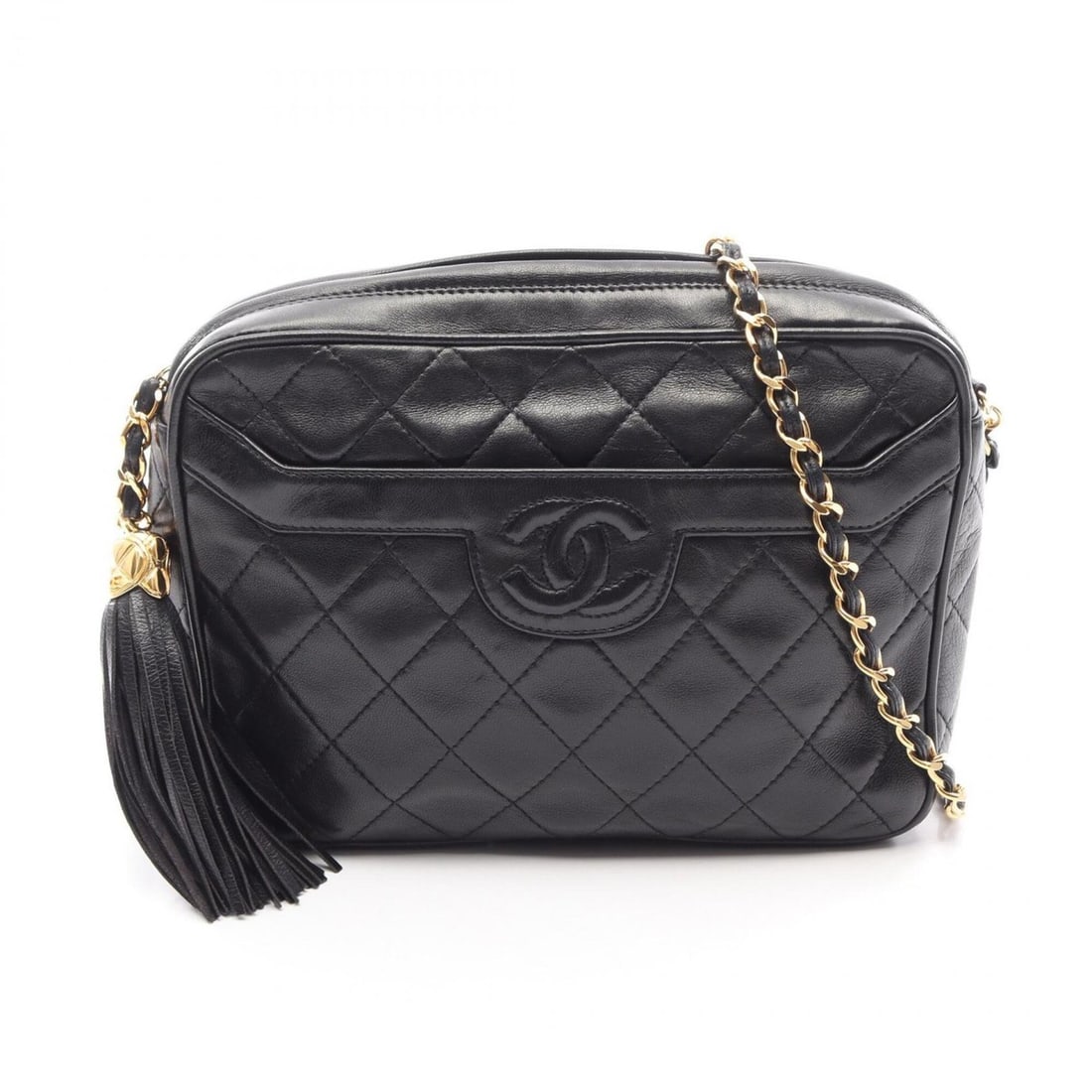 Chanel Matelassé Fringe Shoulder Bag/Handbag, Lambskin Leather, Women's, Black: --- Catalog ---Category: SizeSize (HxWxD): 17cm x 22cm x 5.5cm / 6.69'' x 8.66'' x 2.16''Category: DesignType: Handbag, Shoulder bagColor: BlackGender: WomenMaterial: Leather Leather/Fur Type: Lambski