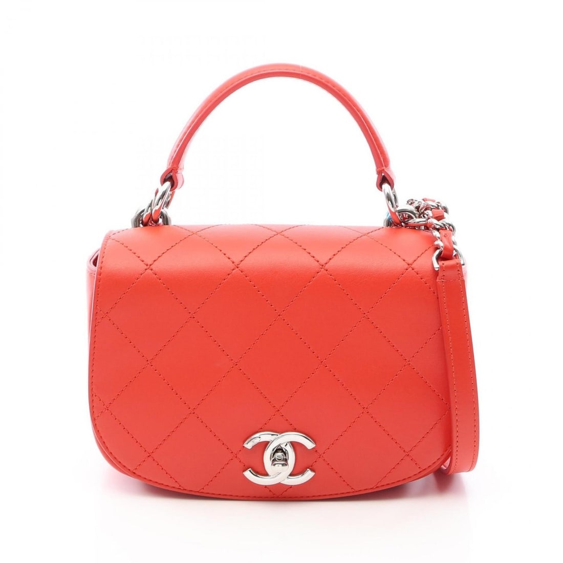 Chanel Matelassé Top Handle 2-Way Shoulder Bag/Handbag, Leather, Women's, Red, A93676: --- Catalog ---Category: SizeSize (HxWxD): 14cm x 19cm x 7cm / 5.51'' x 7.48'' x 2.75''Category: DesignType: Handbag, Shoulder bagColor: Red colorGender: WomenMaterial: Leather Category: GeneralMPN: A