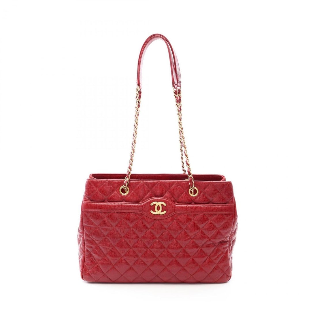 Chanel Matelassé Tote Bag/Handbag, Caviar Leather (Grained Calfskin), Women's, Red: --- Catalog ---Category: SizeSize (HxWxD): 23cm x 33cm x 12cm / 9.05'' x 12.99'' x 4.72''Category: DesignType: Handbag, Tote bagColor: Red colorGender: WomenMaterial: Grained Calfskin Category: Genera