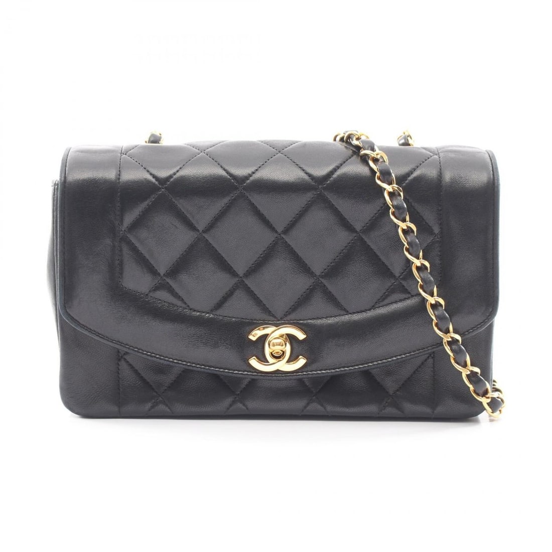 Chanel Matelassé Diana Flap Shoulder Bag/Handbag, Lambskin Leather, Women's, Black (A01164): --- Catalog ---Category: SizeSize (HxWxD): 14cm x 22cm x 7cm / 5.51'' x 8.66'' x 2.75''Category: DesignType: Handbag, Shoulder bagColor: BlackGender: WomenMaterial: Leather Leather/Fur Type: LambskinC
