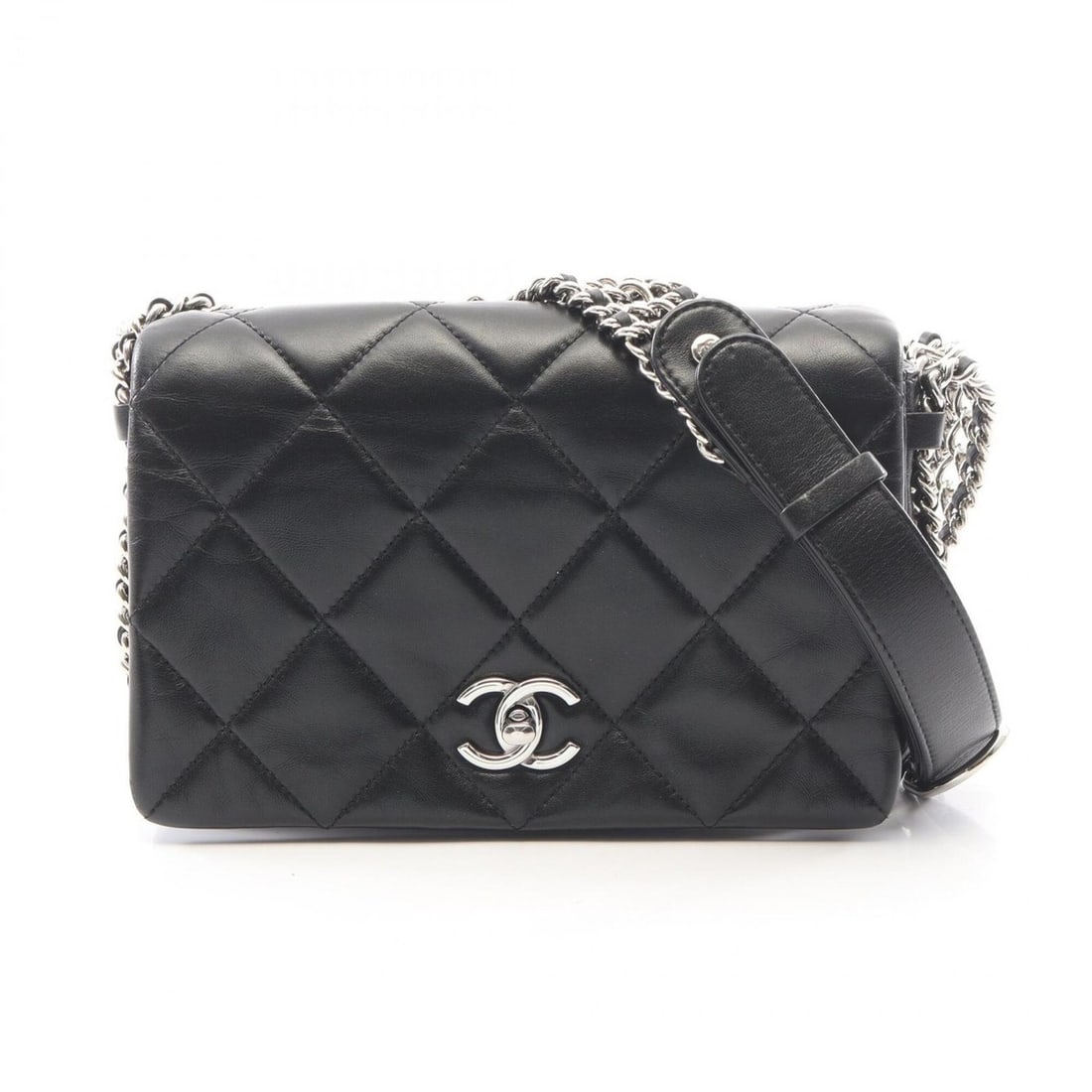 Chanel Matelassé Shoulder Bag/Handbag, Lambskin Leather, Women's, Black: --- Catalog ---Category: SizeSize (HxWxD): 14cm x 21cm x 5.5cm / 5.51'' x 8.26'' x 2.16''Category: DesignType: Handbag, Shoulder bagColor: BlackGender: WomenMaterial: Leather Leather/Fur Type: Lambski