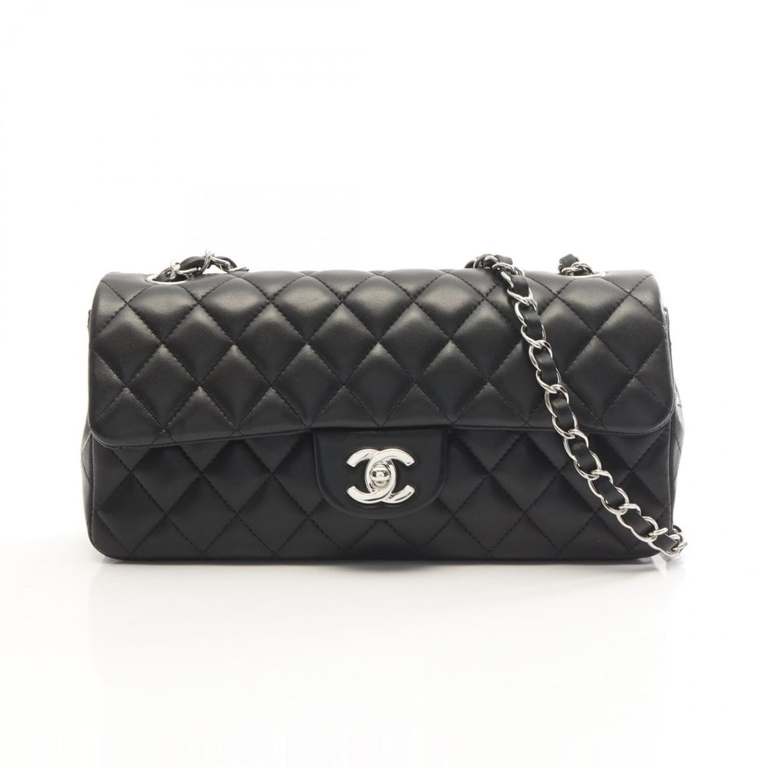 Chanel Matelassé East West Shoulder Bag/Handbag, Lambskin Leather, Women's, Black: --- Catalog ---Category: SizeSize (HxWxD): 13.5cm x 25cm x 4cm / 5.31'' x 9.84'' x 1.57''Category: DesignType: Handbag, Shoulder bagColor: BlackGender: WomenMaterial: Leather Leather/Fur Type: Lambski