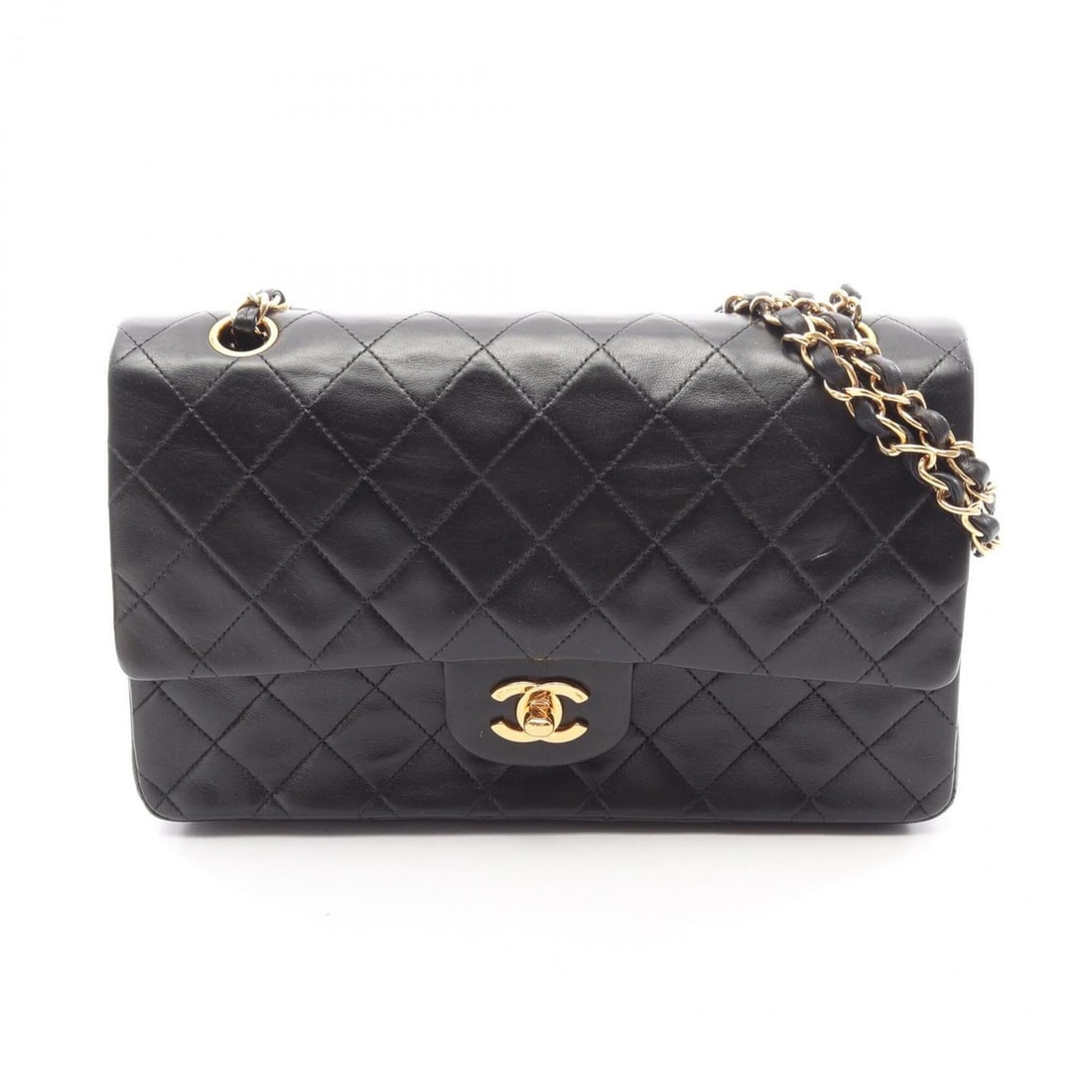 Chanel Matelassé Double Flap Shoulder Bag/Handbag, Lambskin Leather, Women's, Black (1 of 14)
