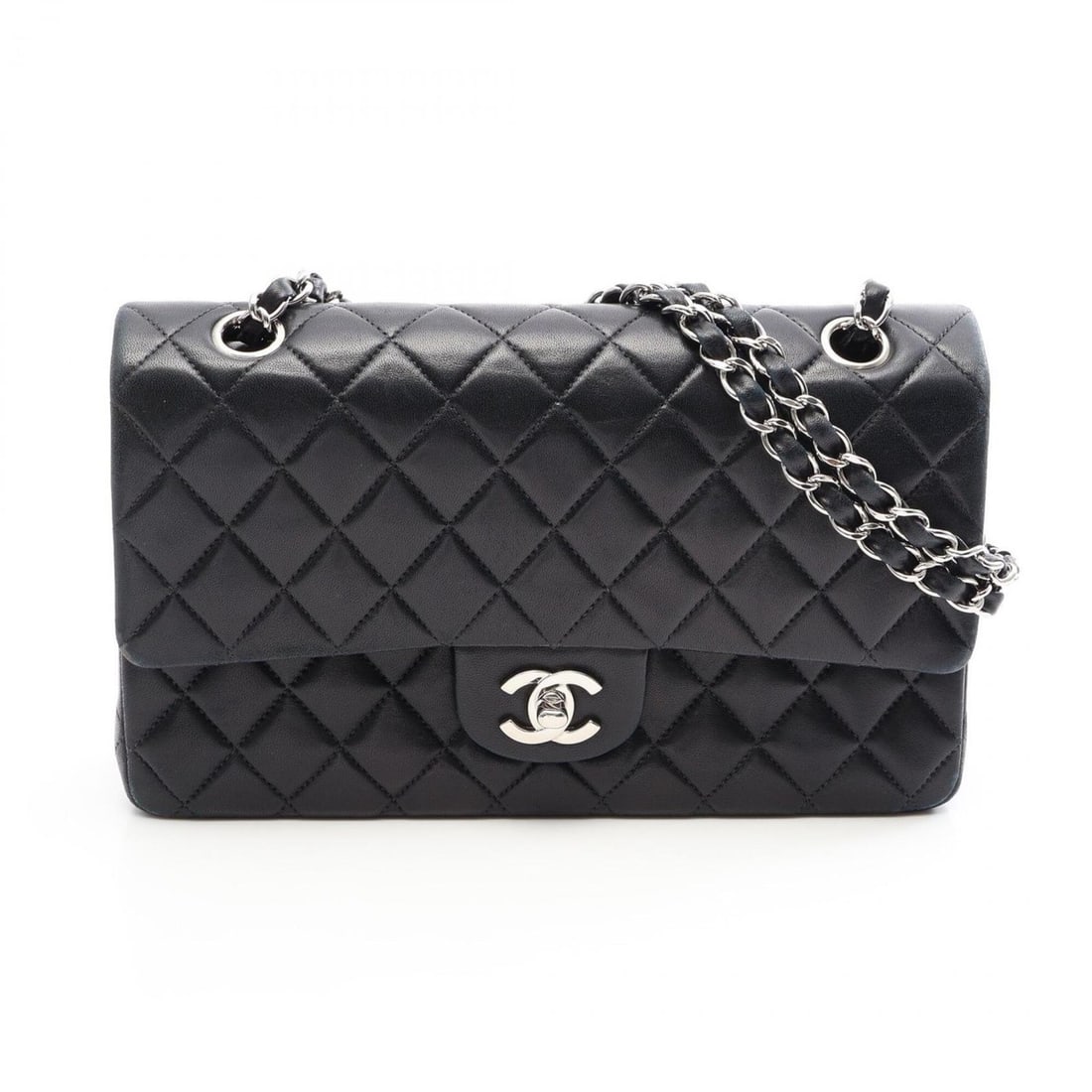 Chanel Matelassé Double Flap Shoulder Bag/Handbag, Lambskin Leather, Women's, Black: --- Catalog ---Category: SizeSize (HxWxD): 16cm x 25cm x 6.5cm / 6.29'' x 9.84'' x 2.55''Category: DesignType: Handbag, Shoulder bagColor: BlackGender: WomenMaterial: Leather Leather/Fur Type: Lambski