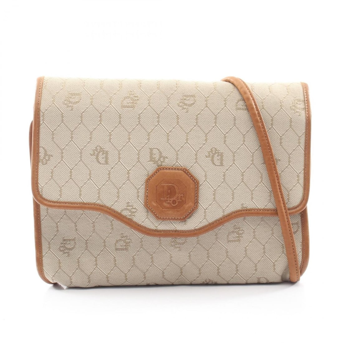 Christian Dior Dior Honeycomb Shoulder Bag/Handbag, Coated Canvas and Leather, Women's, Beige/Brown: --- Catalog ---Category: SizeSize (HxWxD): 17.5cm x 21.5cm x 3.5cm / 6.88'' x 8.46'' x 1.37''Category: DesignType: Handbag, Shoulder bagColor: Beige, BrownGender: WomenMaterial: Coated canvas , Leathe