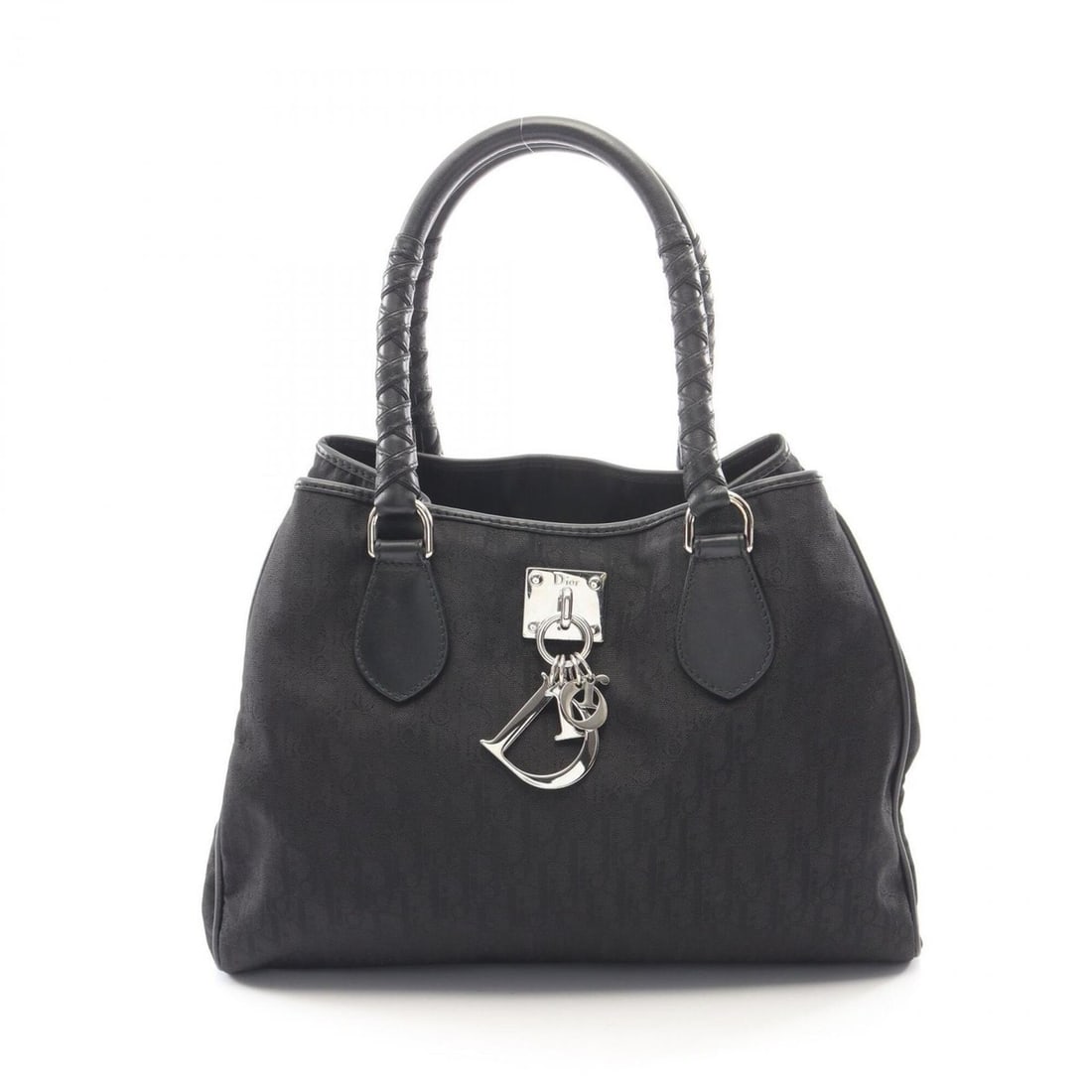 Christian Dior Dior Lovely Trotter Tote Bag Handbag Leather Nylon Canvas Women's Black (1 of 9)