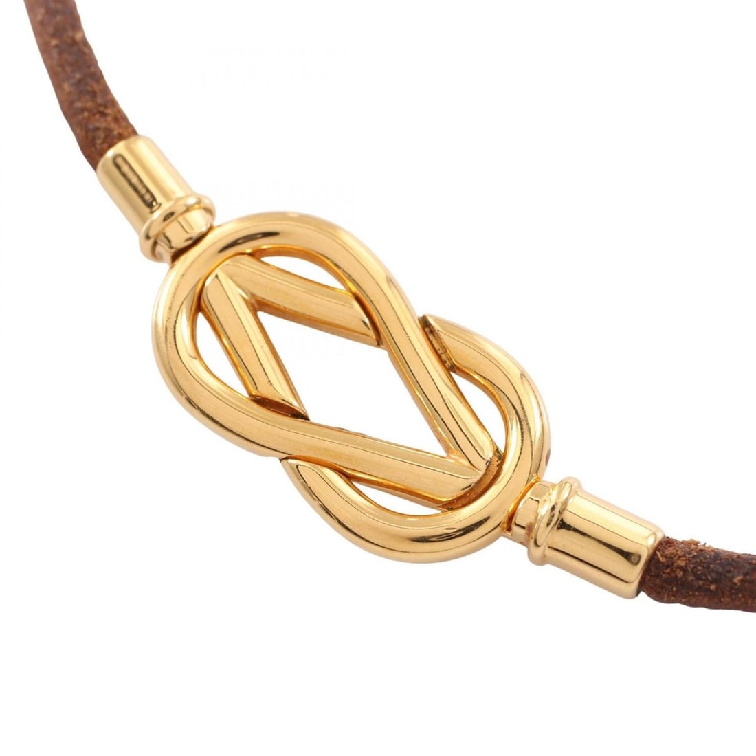Hermes HERMES Atame Choker Double Bracelet Necklace Jewelry GP (Gold Plated) Leather Women's Gold (1 of 9)