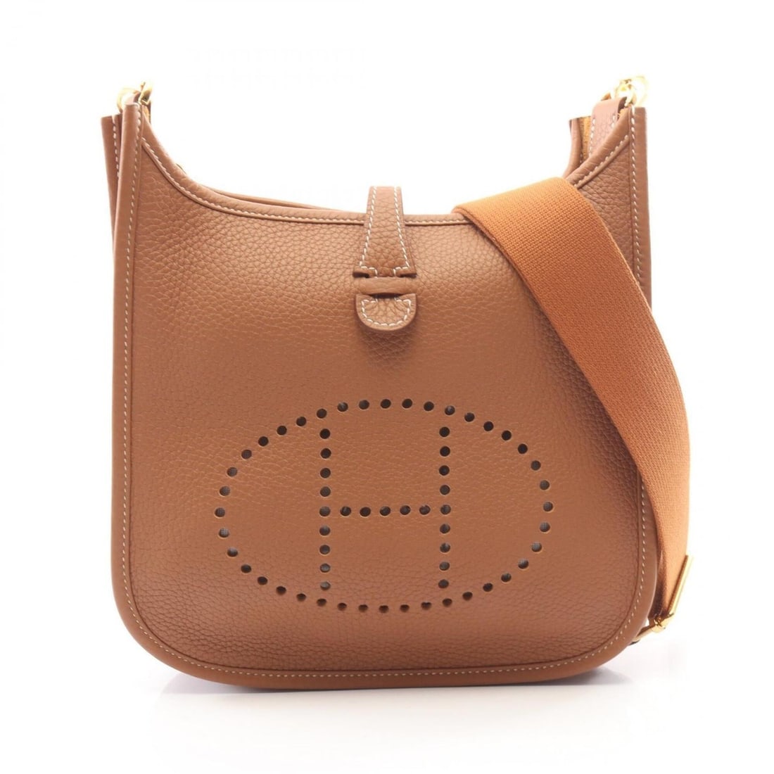 Hermes Evelyne 23 Shoulder Bag/Handbag, Taurillon Clemence Leather, Women's, Brown: --- Catalog ---Category: SizeSize (HxWxD): 22cm x 23cm x 5.5cm / 8.66'' x 9.05'' x 2.16''Category: DesignType: Handbag, Shoulder bagColor: Brown, GoldGender: WomenMaterial: Taurillon clemence leather 
