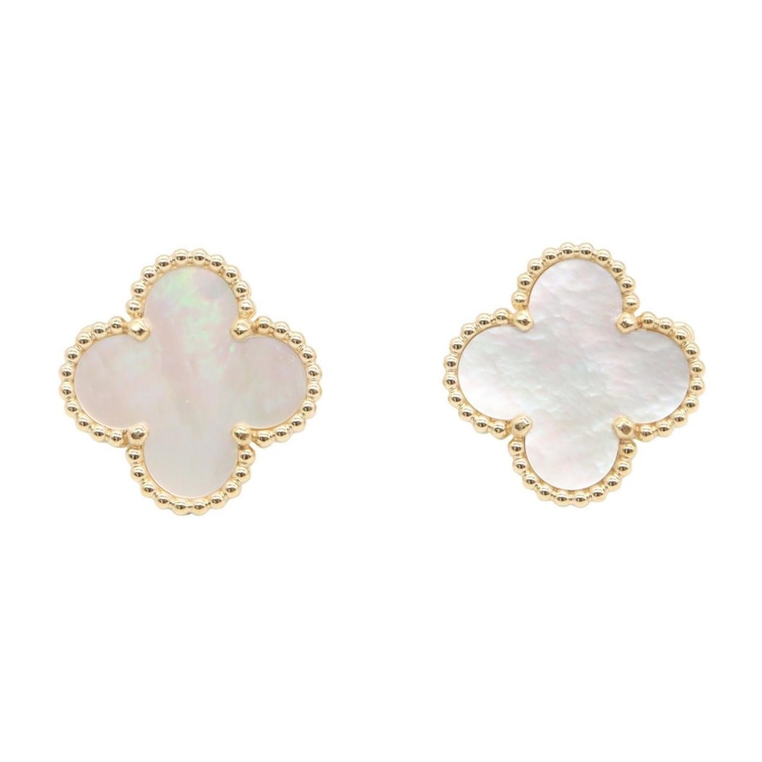 Van Cleef & Arpels Vintage Alhambra Mother-of-Pearl Earrings, 18K (Yellow Gold), Mother-of-Pearl,: --- Catalog ---Category: SizeSize (HxWxD): 15.00mm x 15.00mm / 0.59'' x 0.59''Category: DesignType: Stud earringsColor: Gold, WhiteGender: WomenMaterial: Yellow gold (18K)Category: GeneralMPN: VCARA44