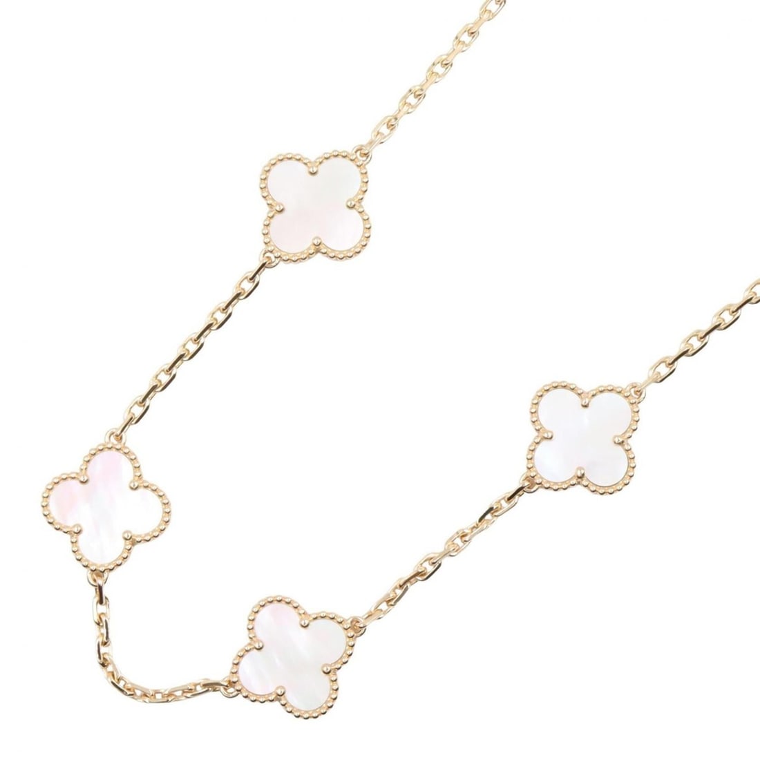 Van Cleef & Arpels Vintage Alhamb 10P Motif Necklace, 18K (Yellow Gold), Mother-of-Pearl, Women's,: --- Catalog ---Category: SizePendant Size: 15mm x 15mm / 0.59'' x 0.59''Neck Circumference: 42.5 cm / 16.73''Category: DesignColor: Gold, WhiteGender: WomenMaterial: Yellow gold (18K)Necklace Type: Ne