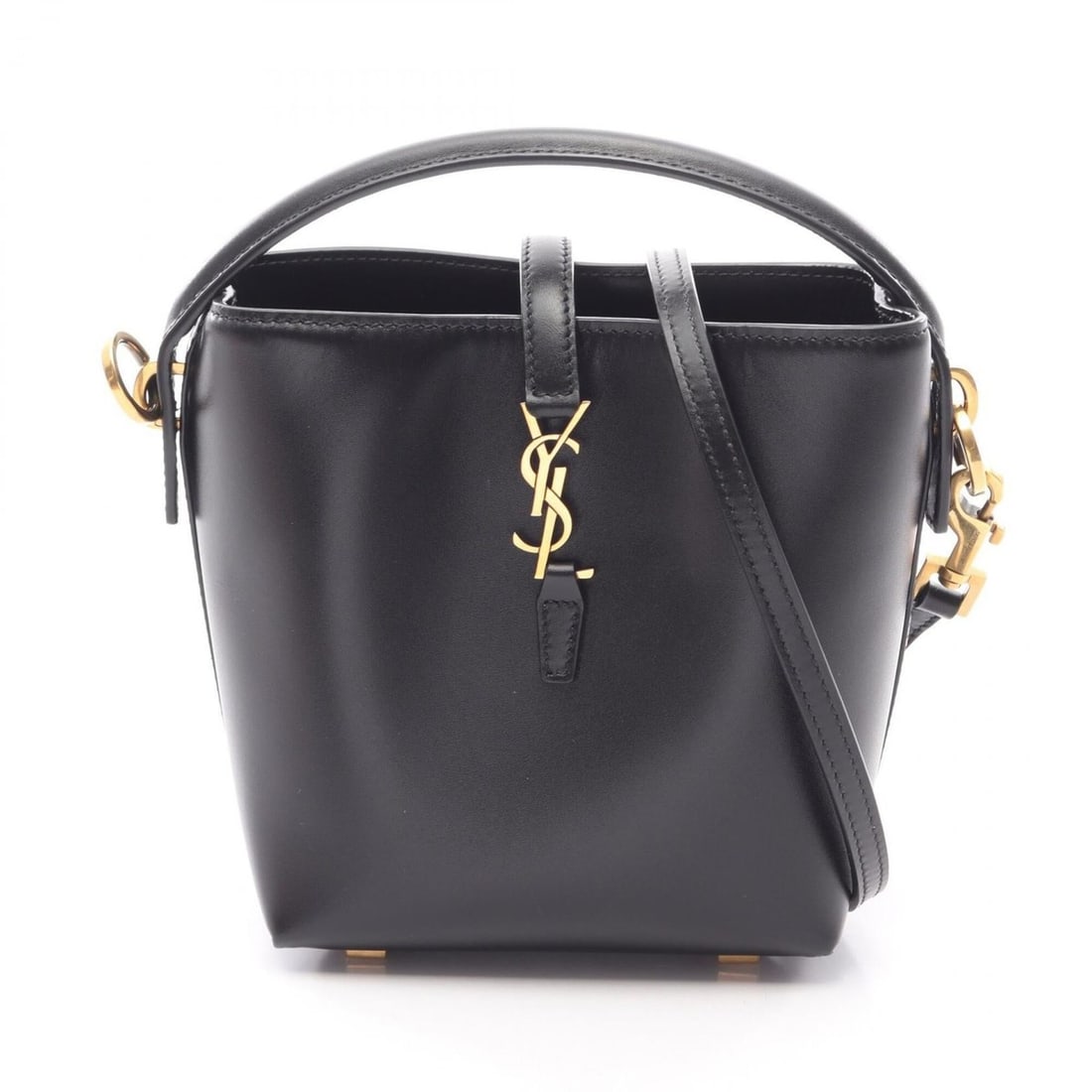 Yves Saint Laurent LE 37 Small 2-Way Handbag, Leather, Women's, Black, 7658702R20W (1 of 5)