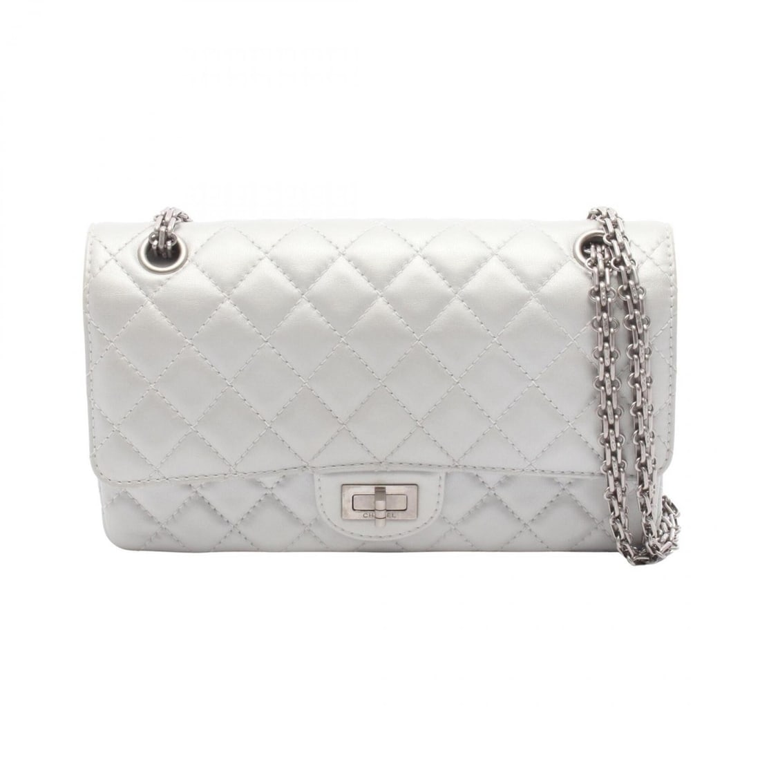 Chanel 2.55 Matelassé Mademoiselle Chain Shoulder Bag Handbag Leather Women's Silver A37586: --- Catalog ---Category: SizeSize (HxWxD): 14.5cm x 24cm x 8cm / 5.7'' x 9.44'' x 3.14''Category: DesignType: Handbag, Shoulder bagColor: SilverGender: WomenMaterial: Leather Category: GeneralMPN: A37
